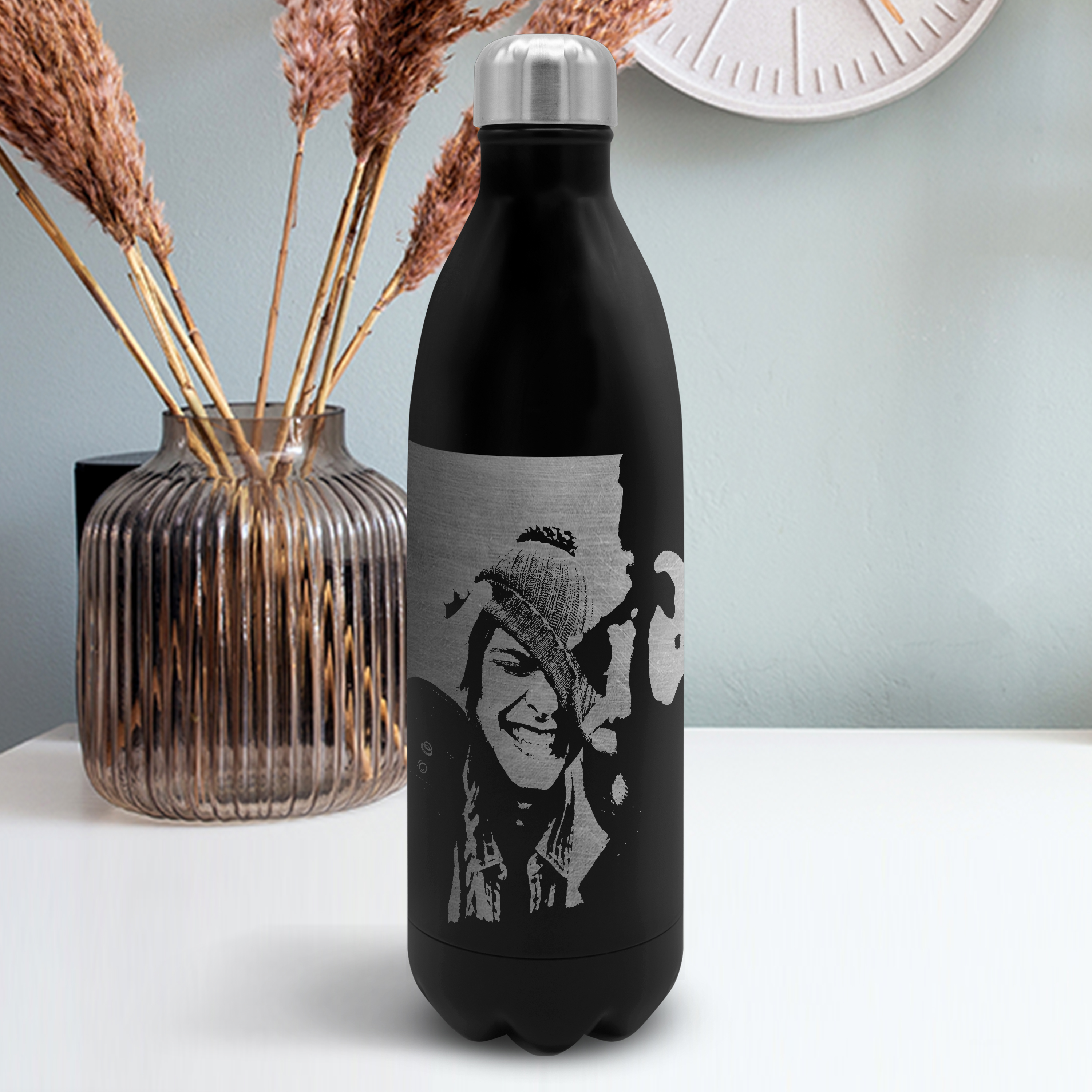 Thermo-Trinkflasche Gravur 1 Liter Schwarz 4