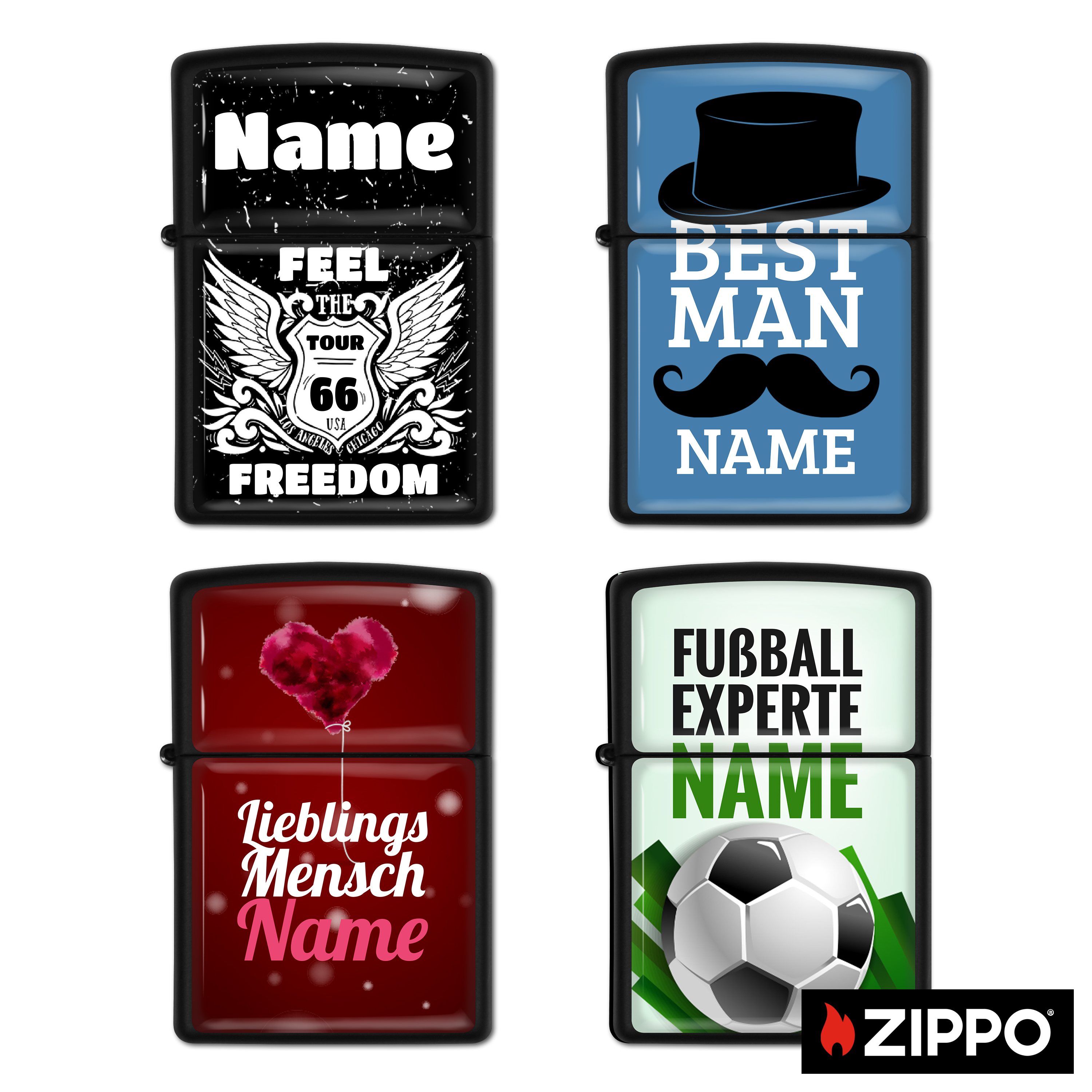 Zippo Schwarz einseitig 6