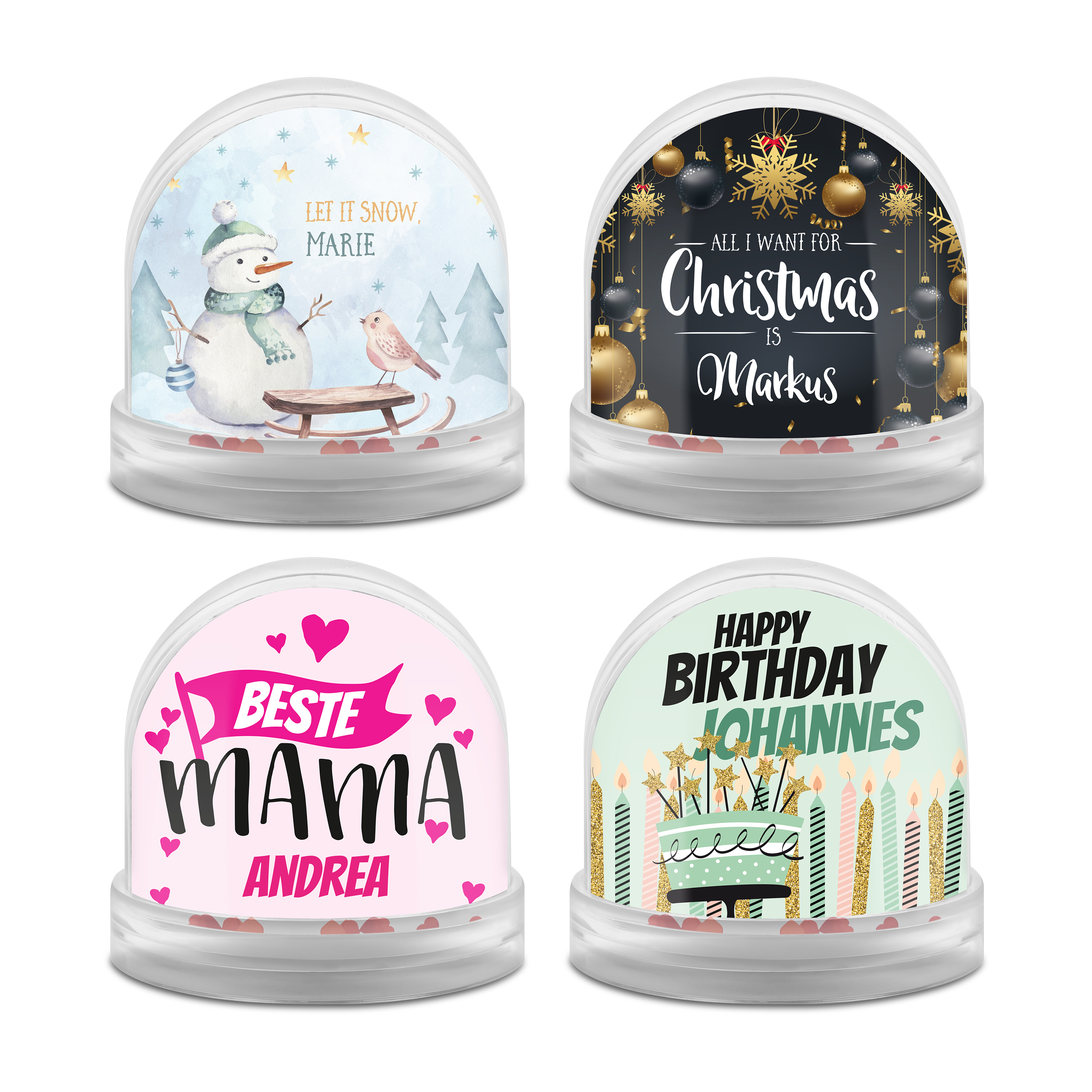 Schneekugel Herzen 4