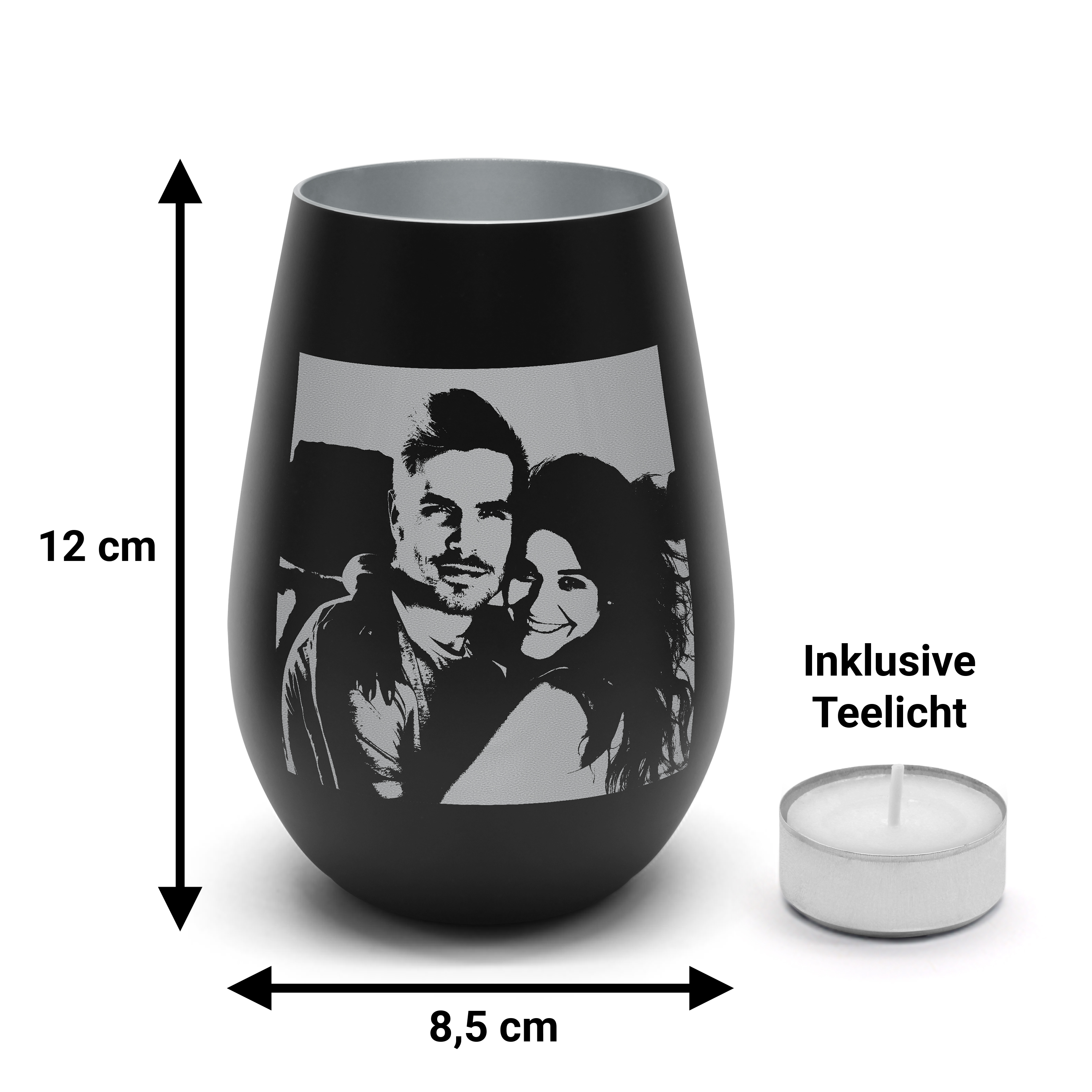 Windlicht "Premium" Schwarz/Silber 3