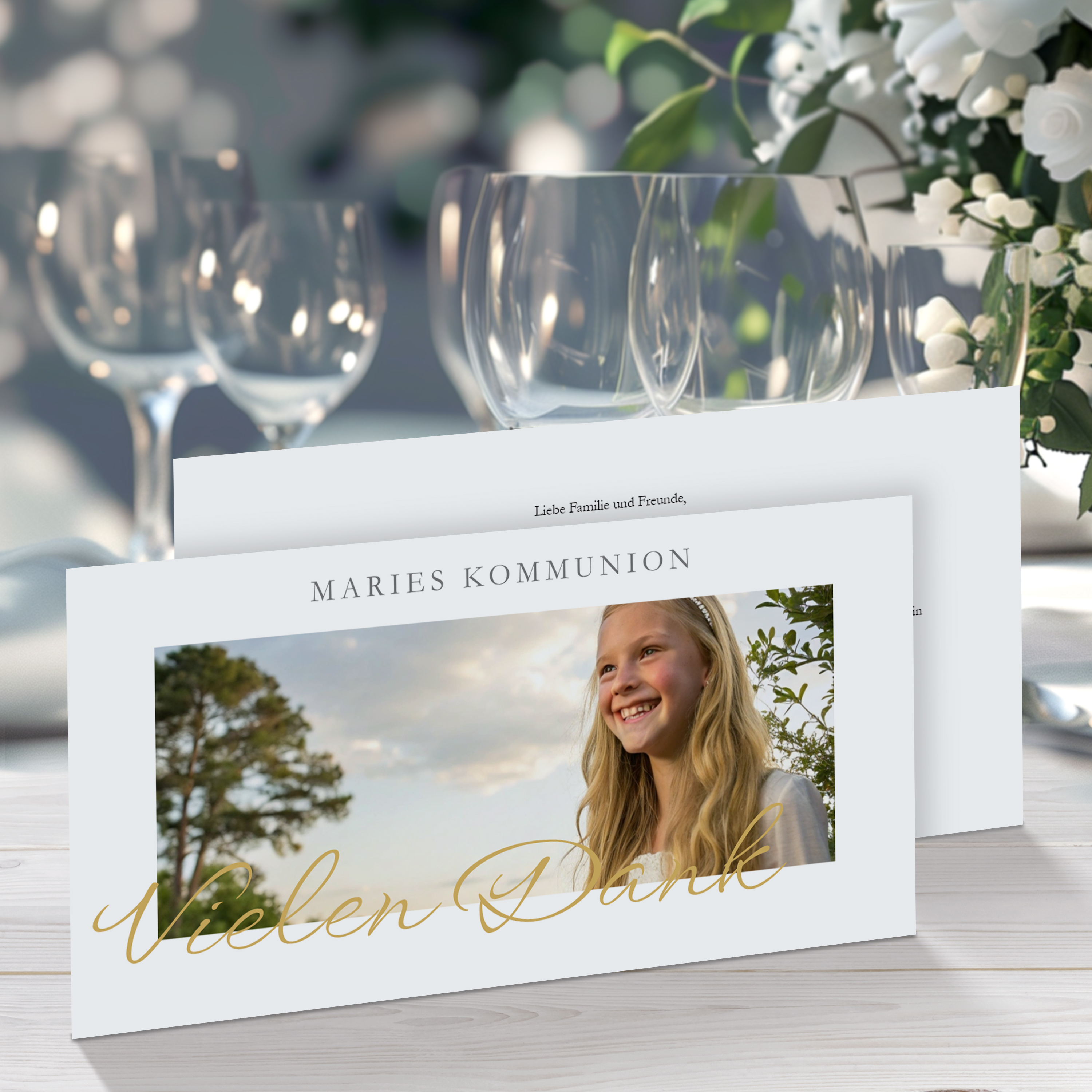 Dankeskarte Kommunion Karte DIN lang Quer (21 x 10,5 cm) 2