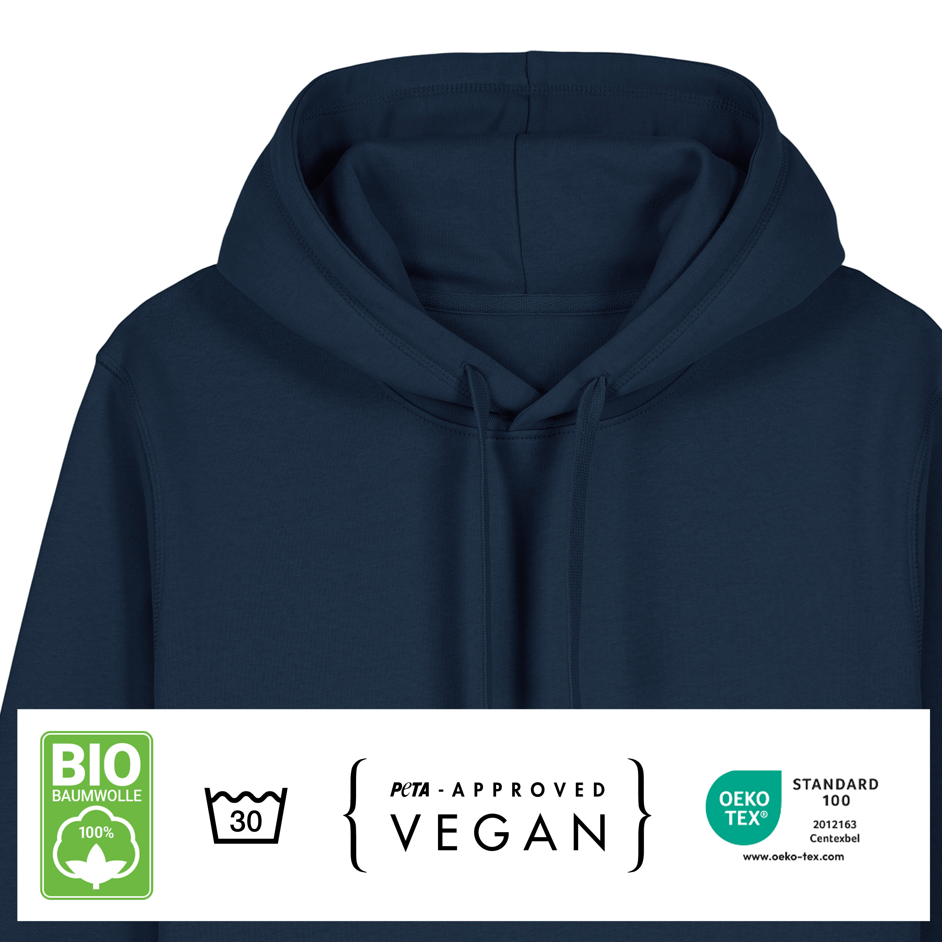 Bio Hoodie „Basic“ M Dunkelblau 3