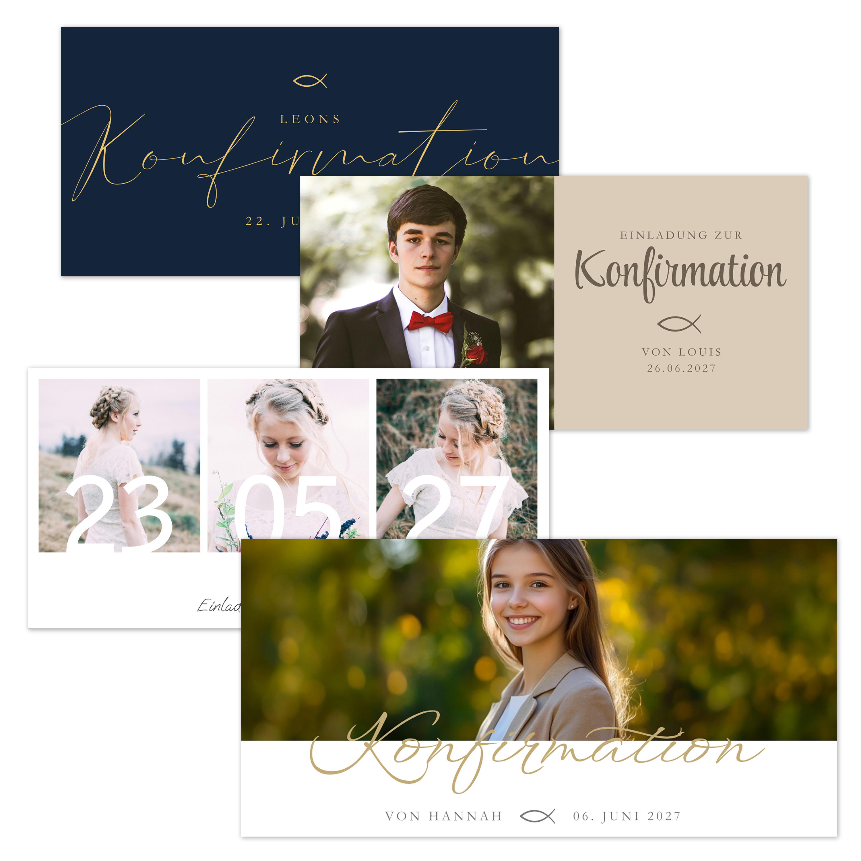 Konfirmationseinladung Karte DIN lang Quer (21 x 10,5 cm) 1