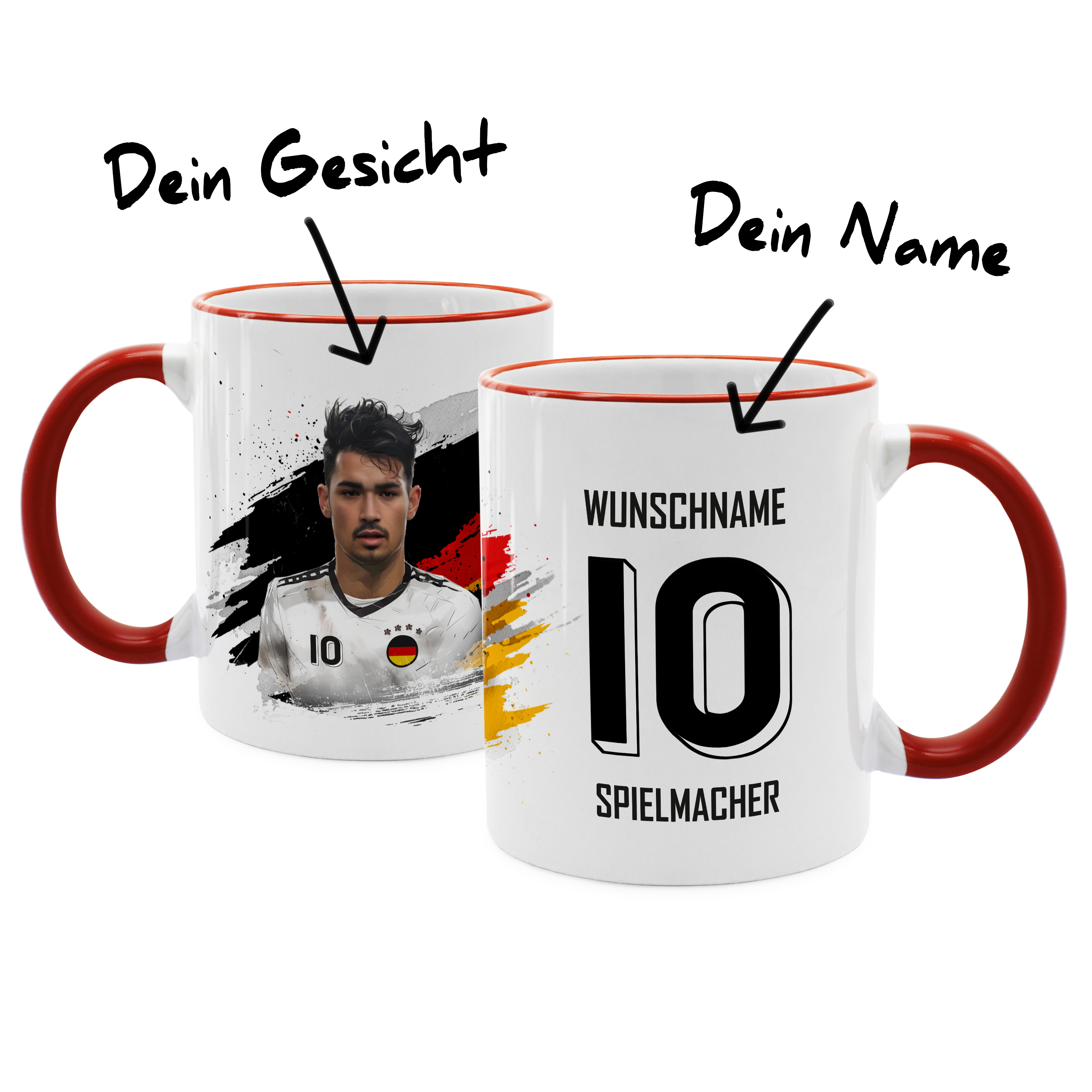 Face Swap Fußballtasse Deutschland Rot 1