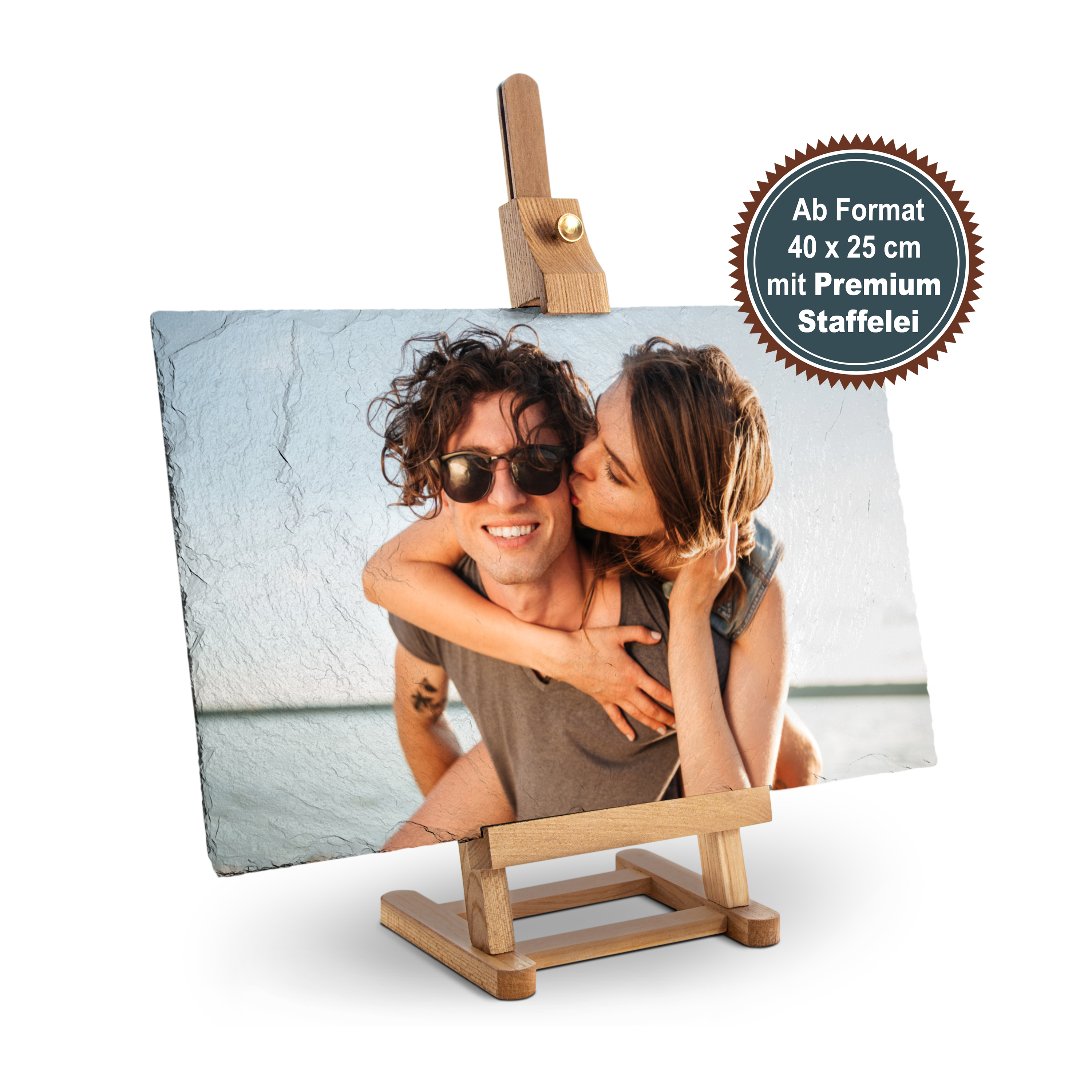 Schieferplatte mit Staffelei 40 cm x 25 cm 1