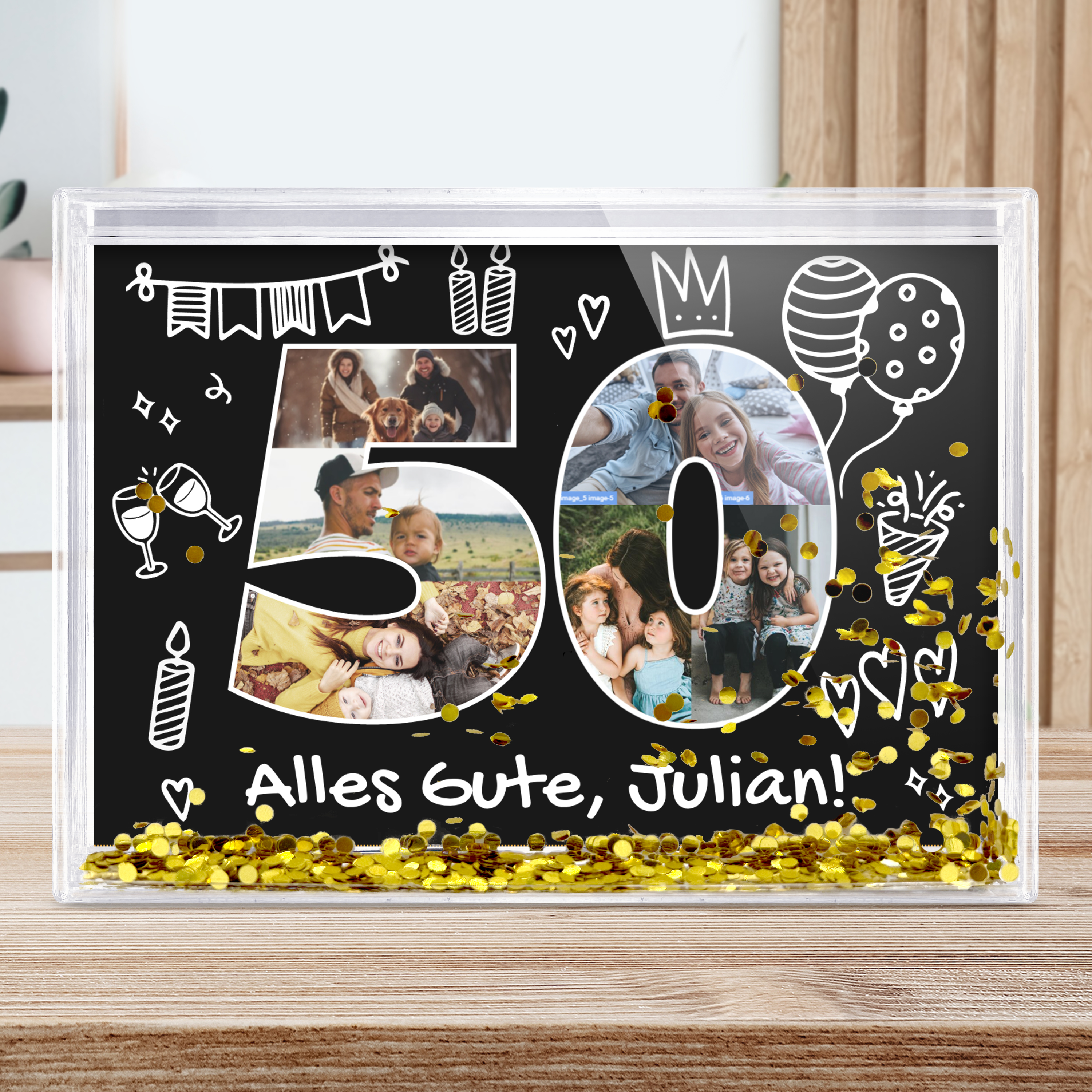 Schüttelrahmen Gold Konfetti 6