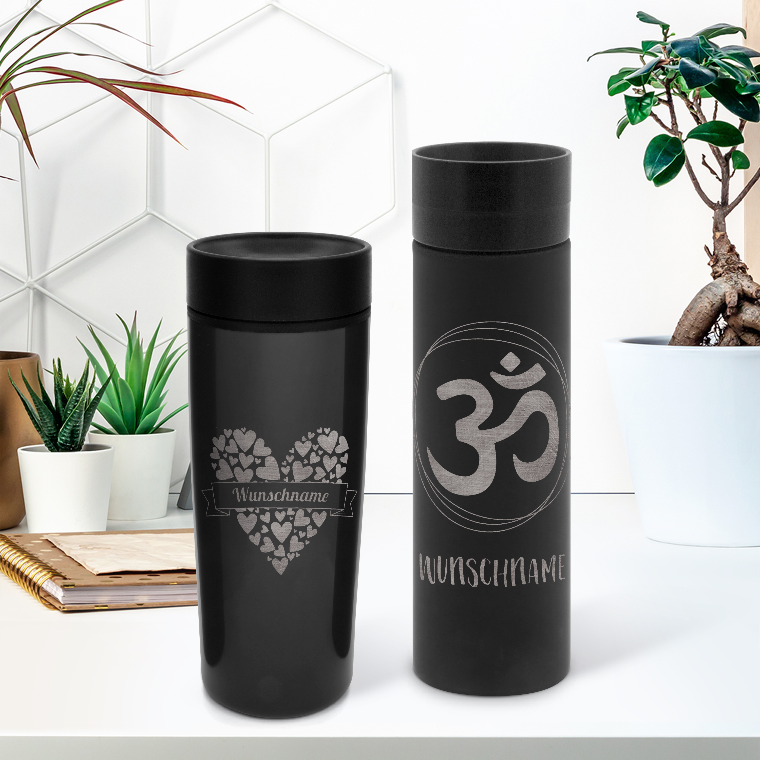 Thermobecher Gravur 0,43 Liter Schwarz 6