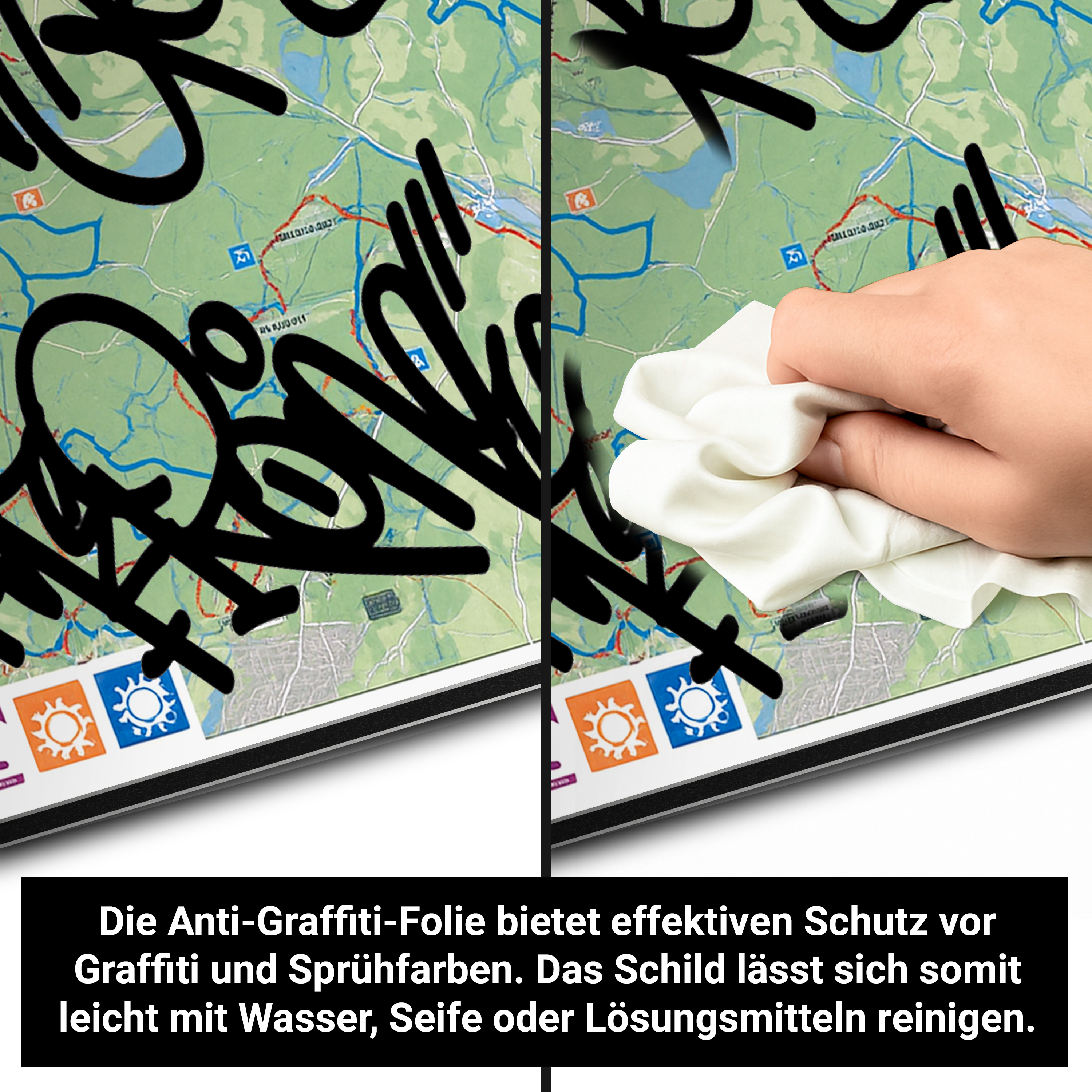 Anti-Graffiti-Schild Alu-Dibond Weiß 3 mm 2