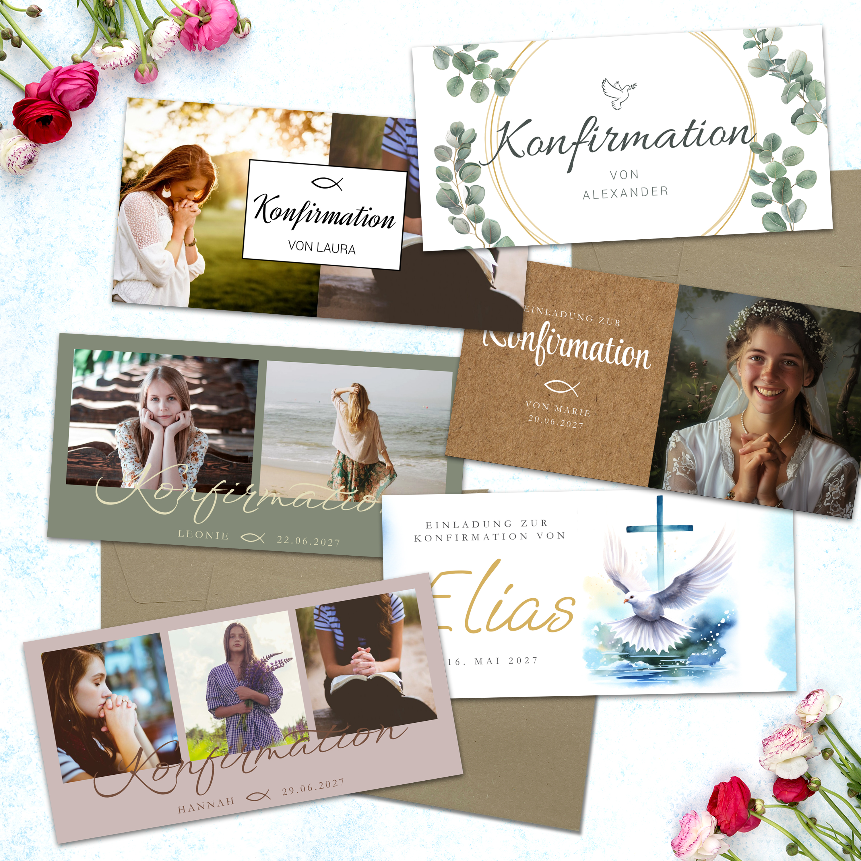 Konfirmationseinladung Karte DIN lang Quer (21 x 10,5 cm) 4