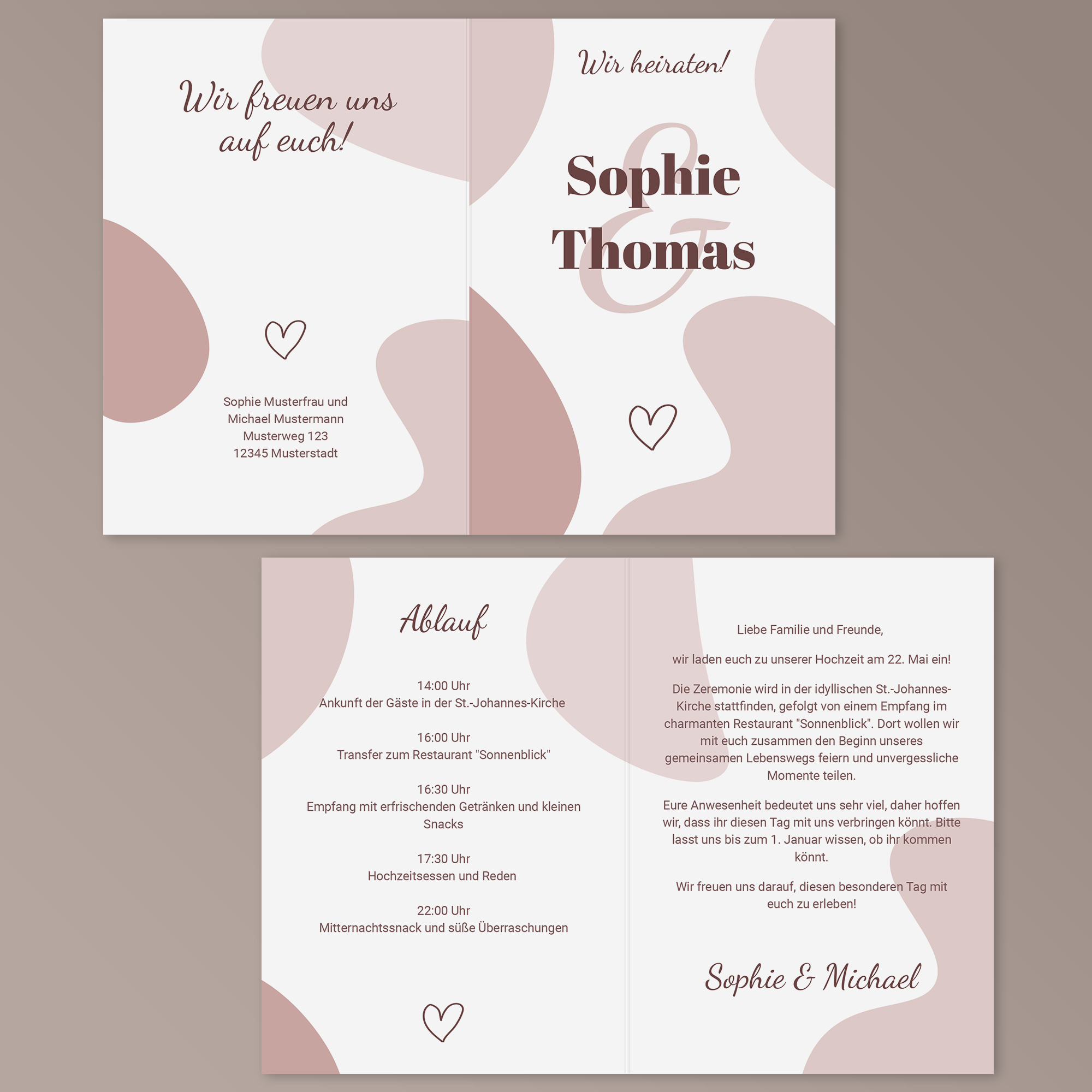 Hochzeitseinladung - Modern Art Klappkarte A6 Hoch (10,5 x 14,8 cm) 2