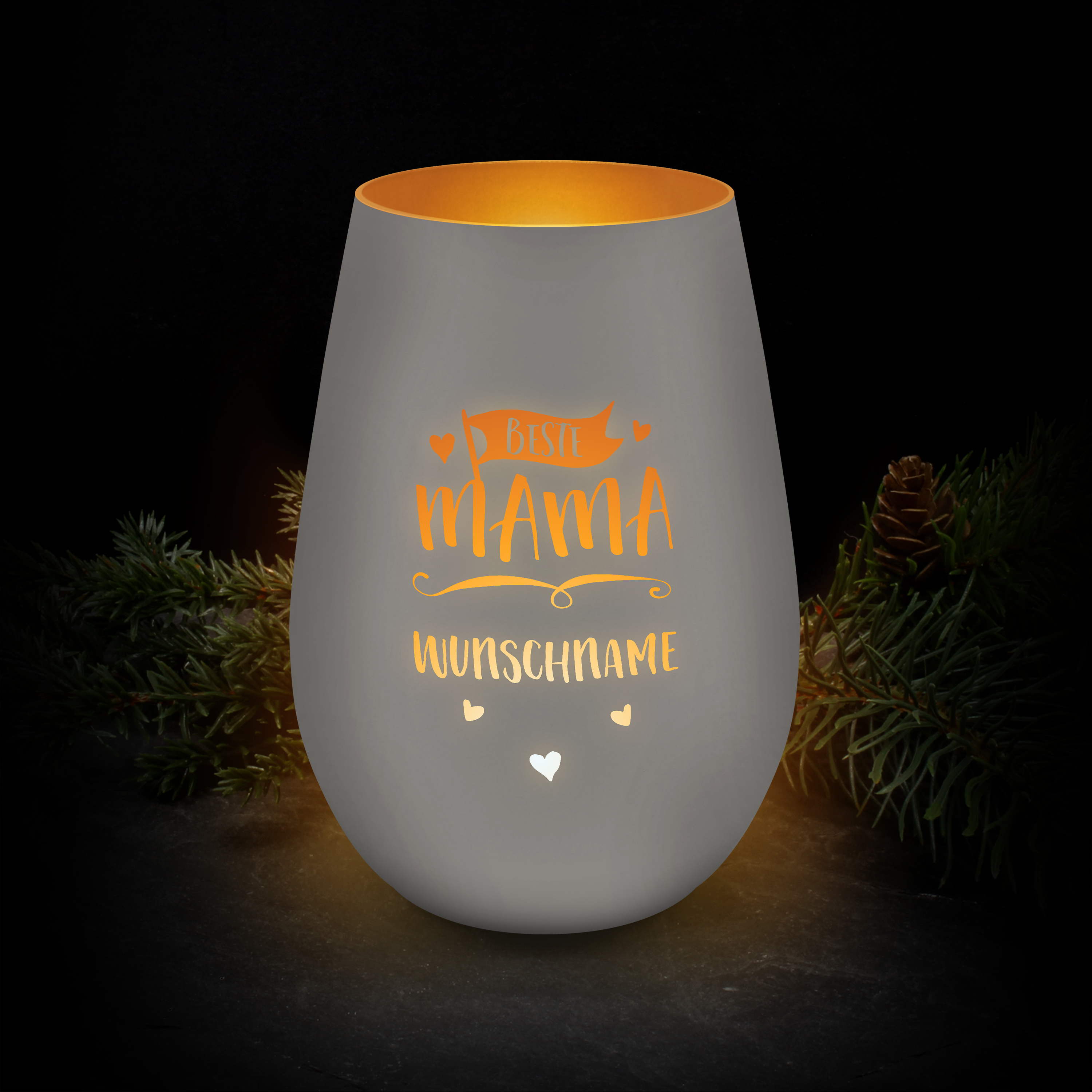 Windlicht "Premium" Weiß/Gold 8