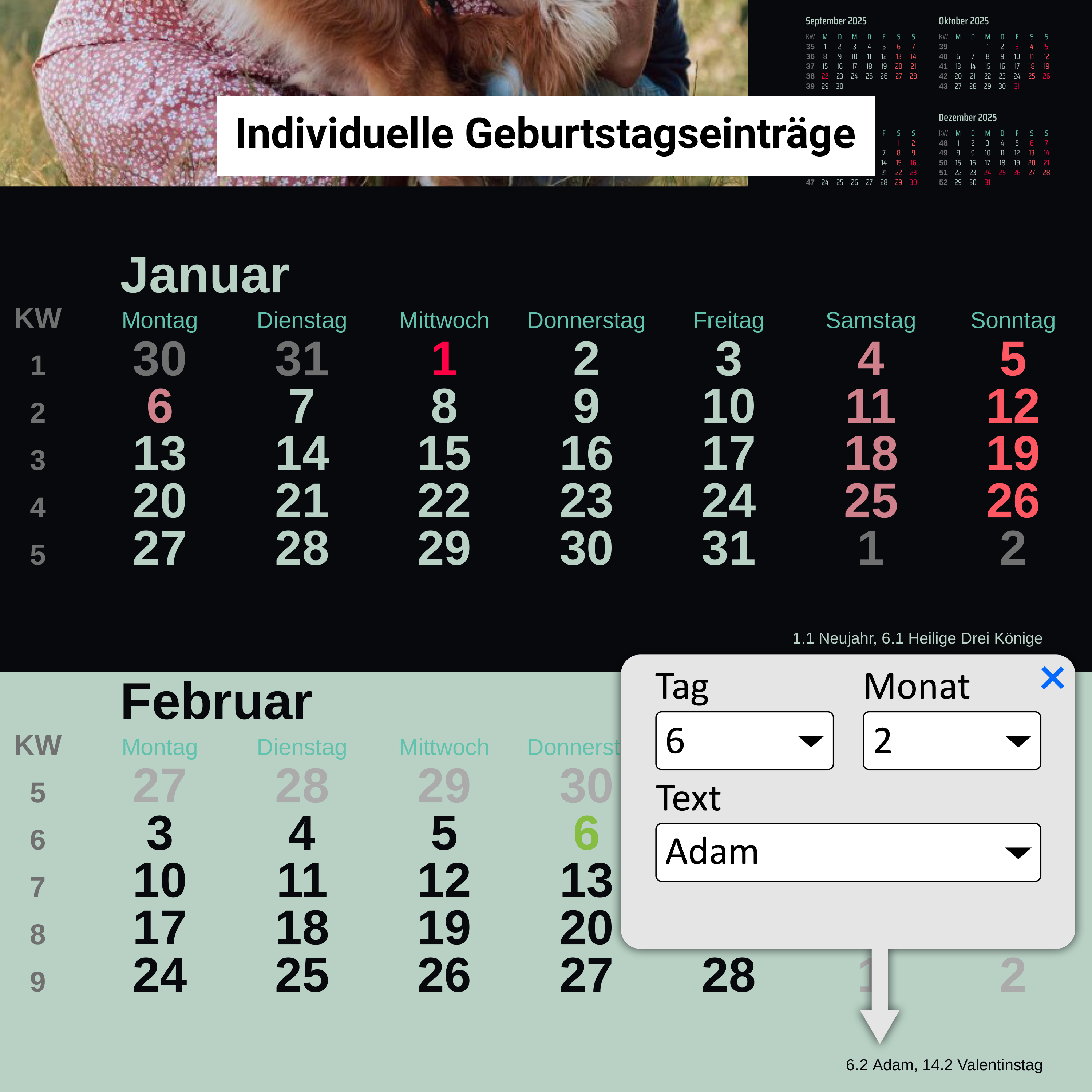 3-Monats-Wandkalender - Standard 6