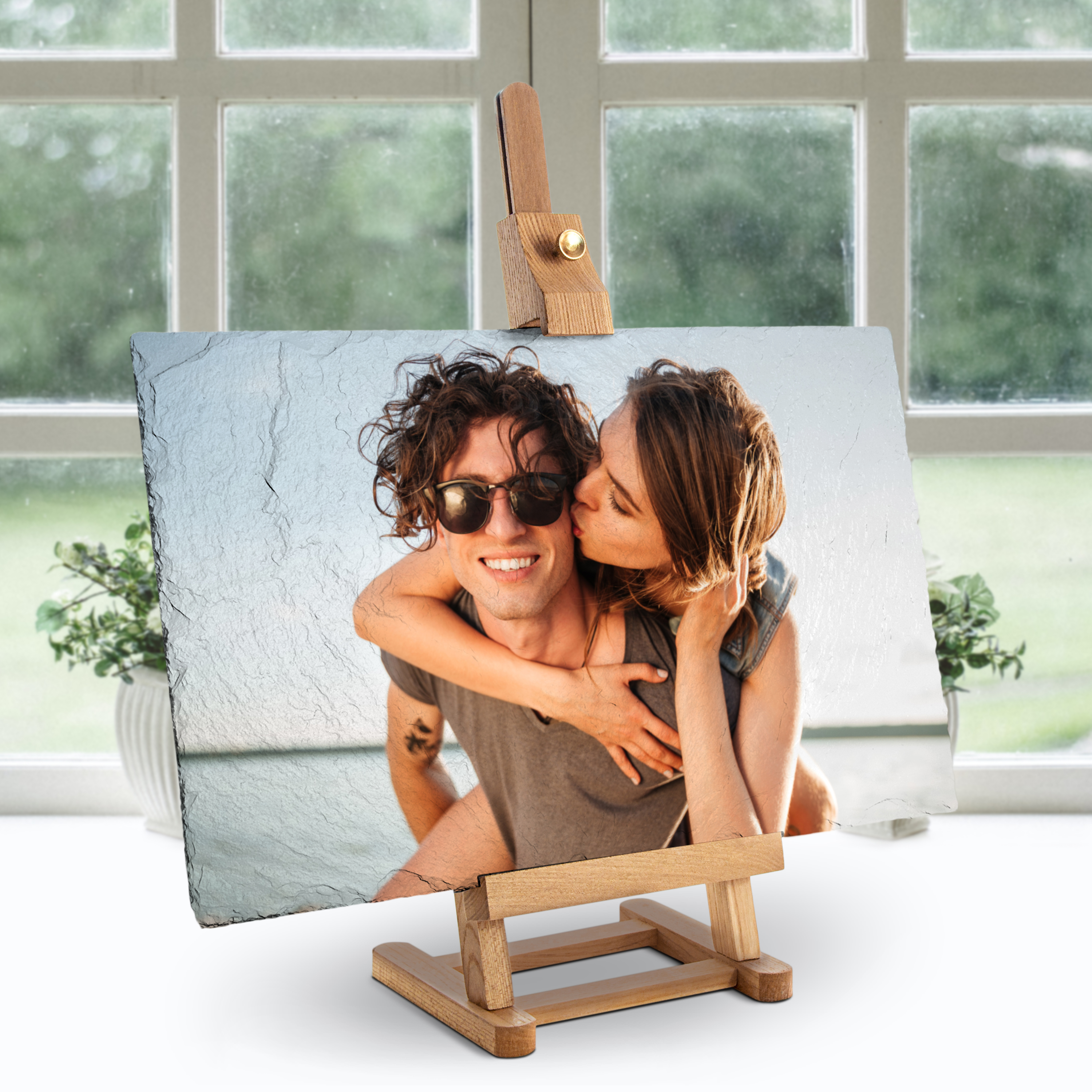 Schieferplatte mit Staffelei 40 cm x 25 cm 5