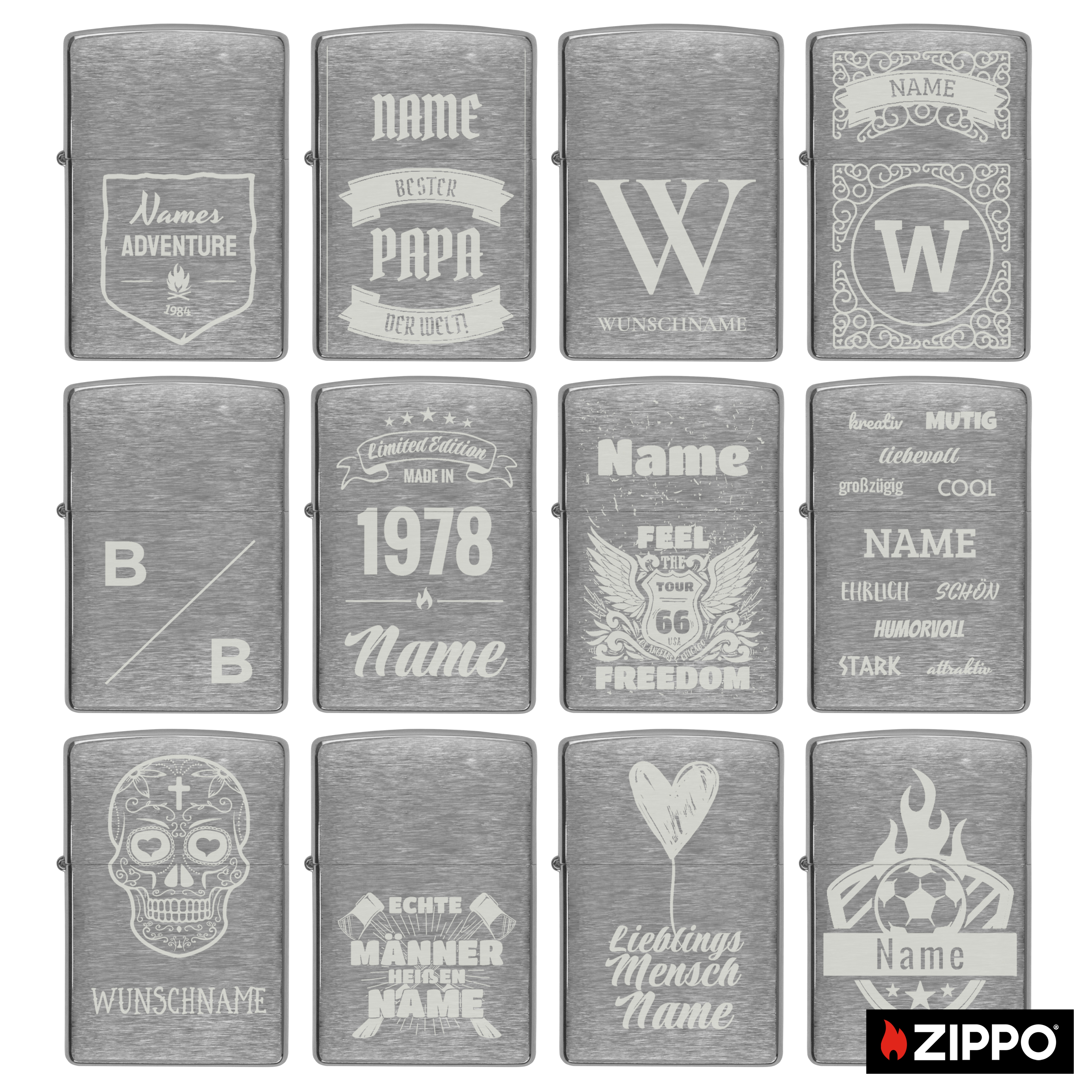 Zippo mit Gravur Silber einseitig 3