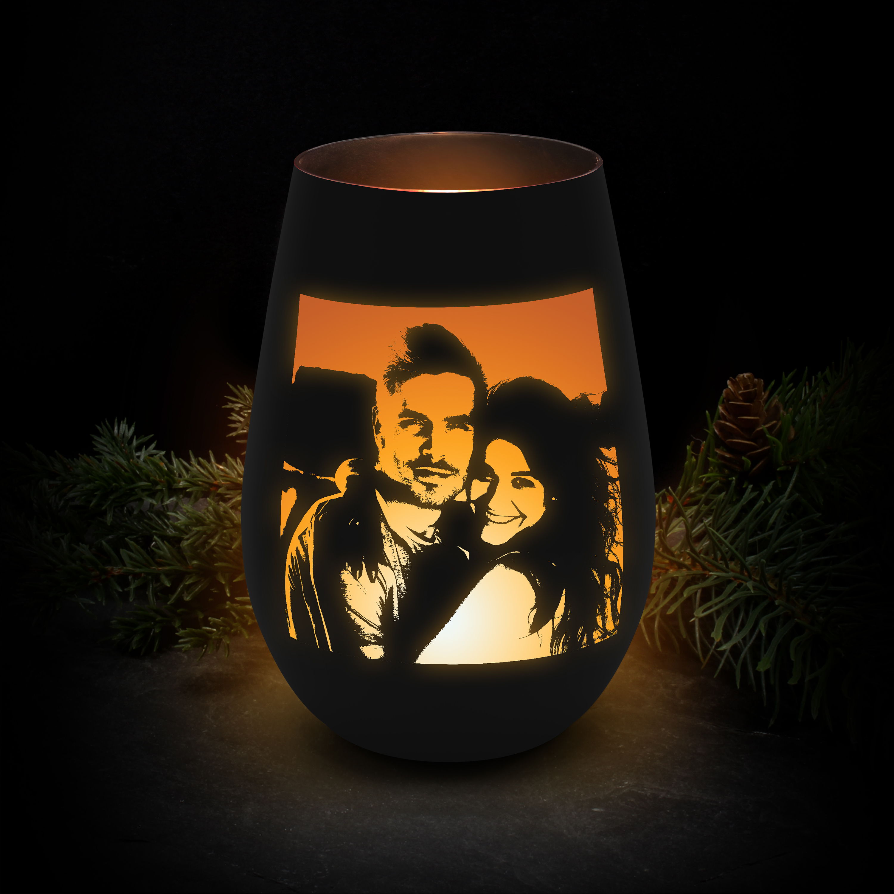 Windlicht "Premium" Schwarz/Silber 8