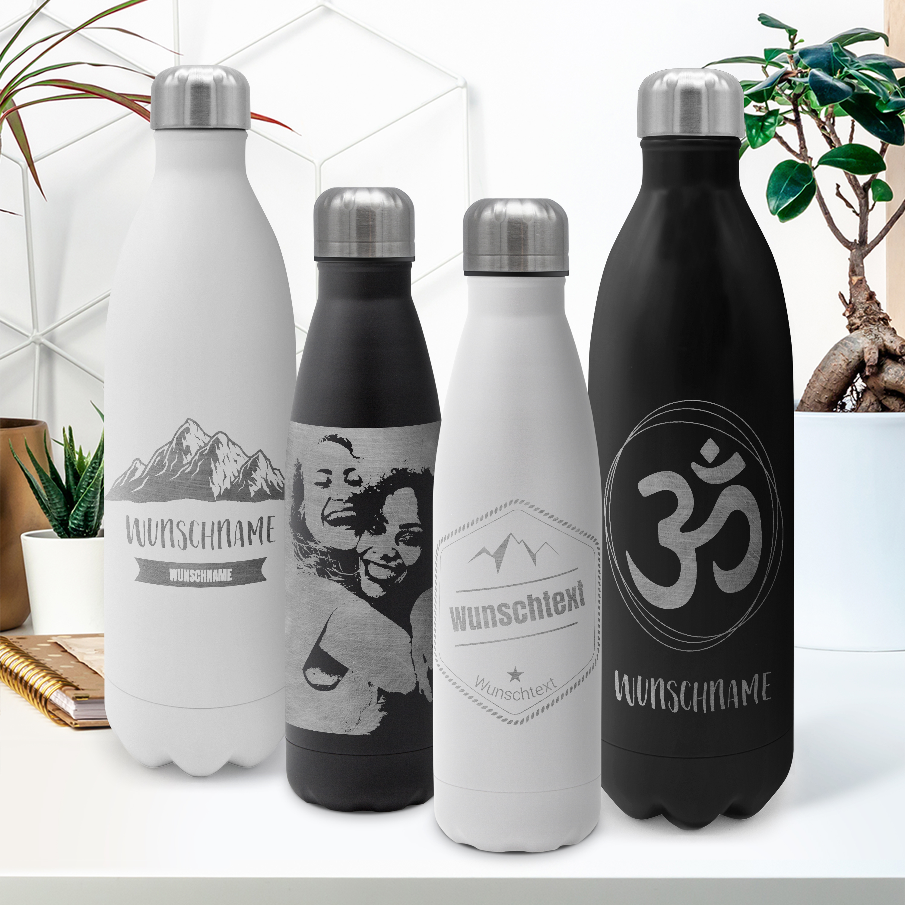 Thermo-Trinkflasche Gravur 1 Liter Schwarz 6