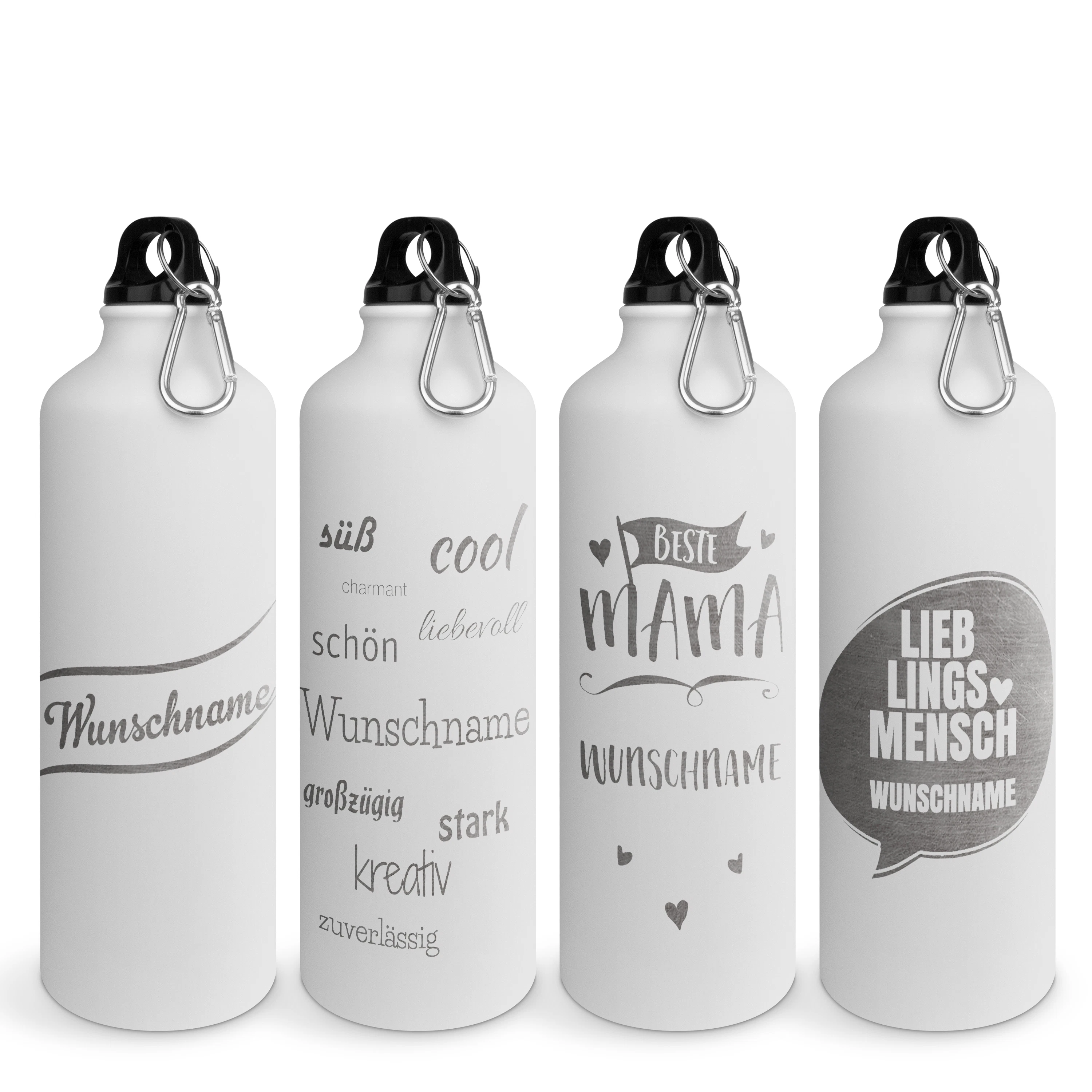 Trinkflasche Gravur 0,8 Liter Weiß 1