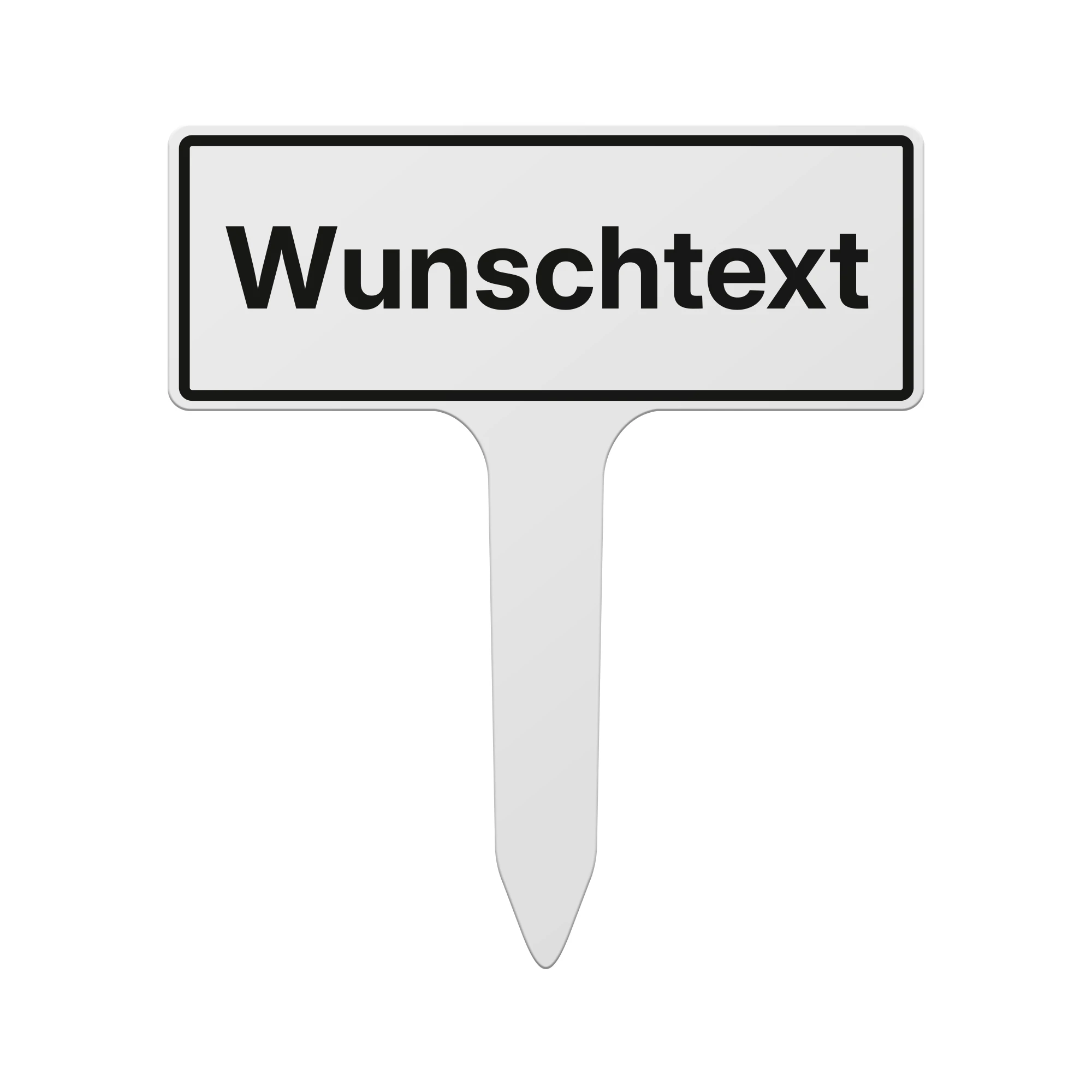 Steckschild klein 20 cm x 22,35 cm Alu-Dibond Weiß 3 mm 1