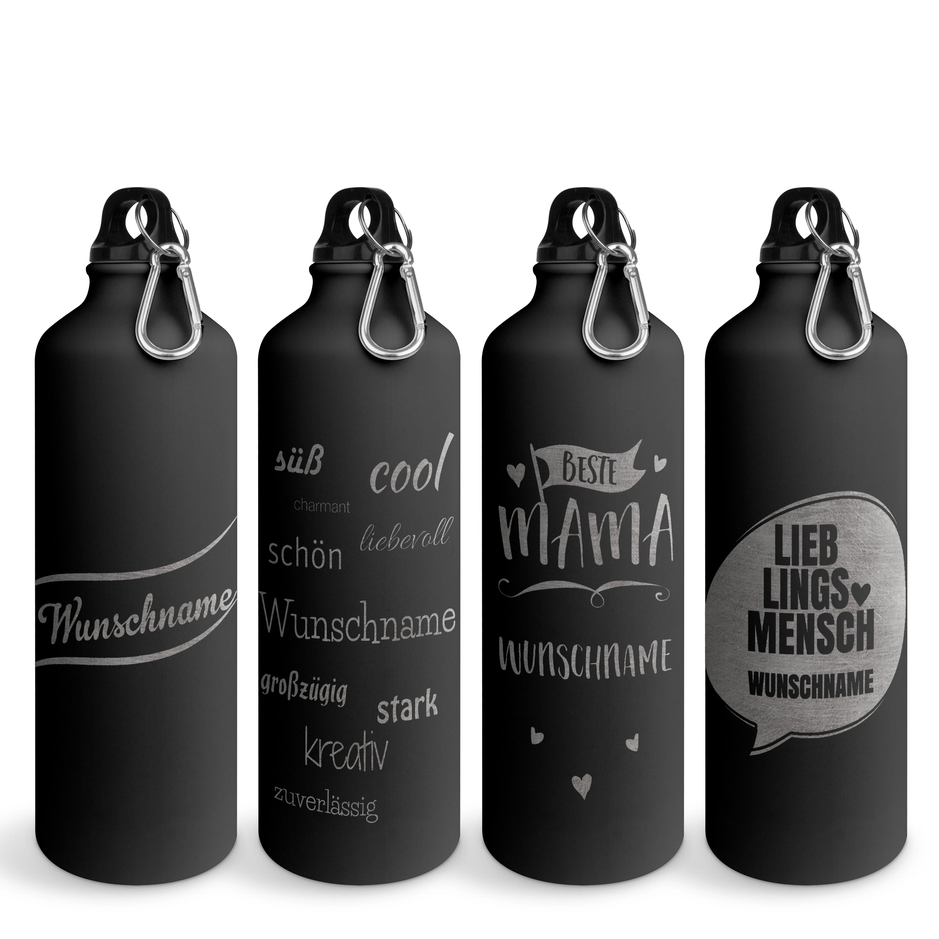 Trinkflasche Gravur 0,8 Liter Schwarz 1
