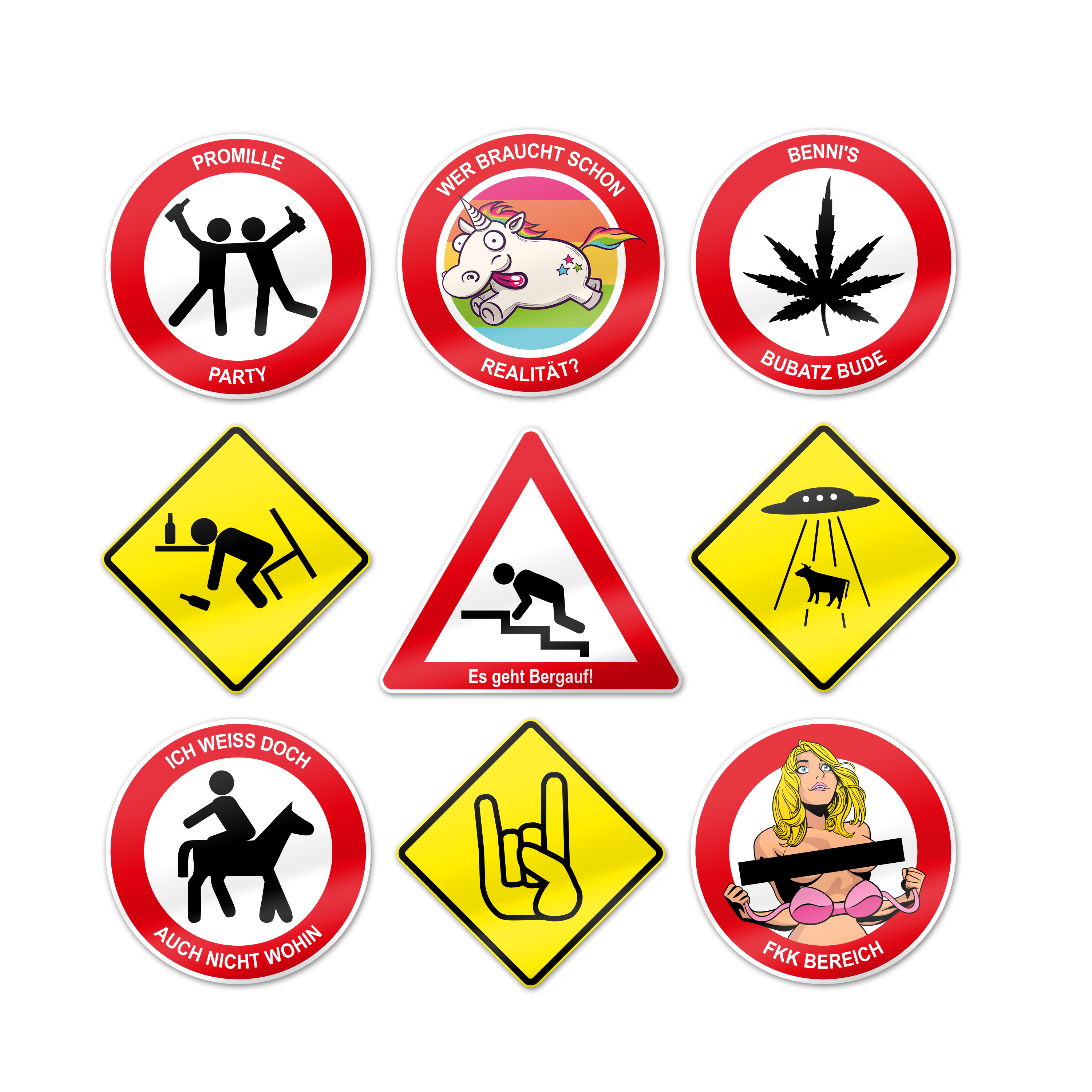 konturgeschnittene Funschilder  15 cm x 15 cm PVC Hartschaum 5 mm 2