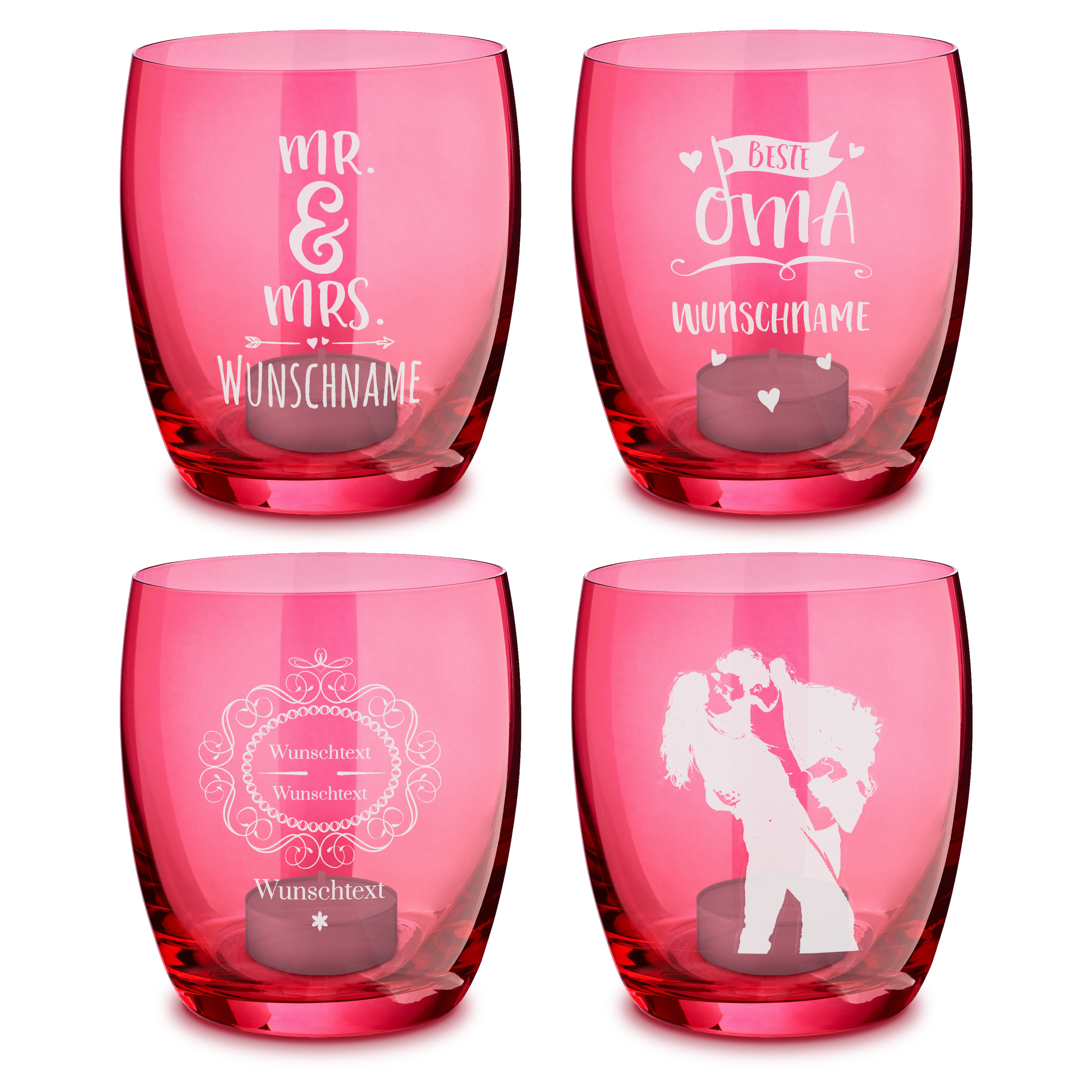 Windlicht "Gravur" Rot 2