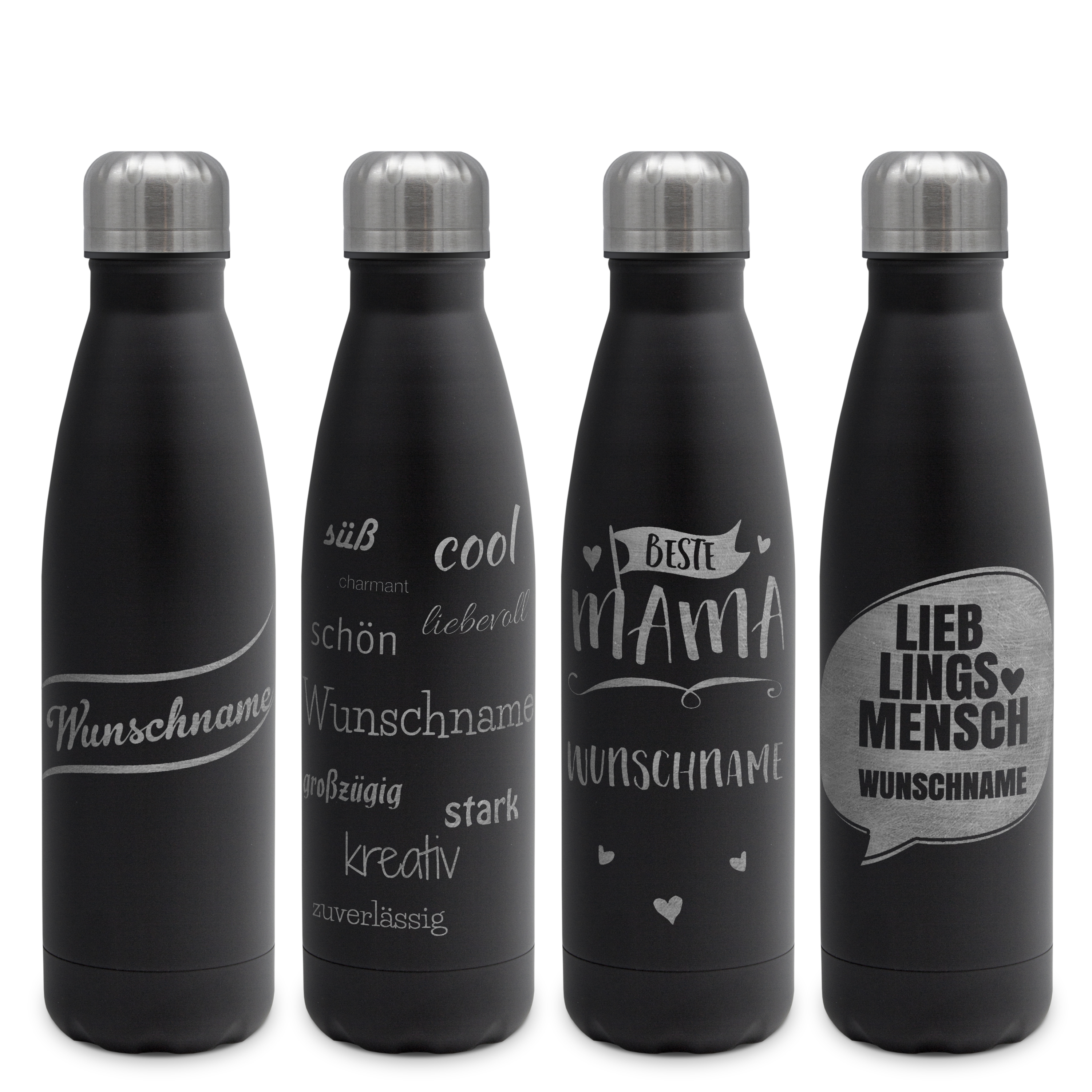 Thermo-Trinkflasche Gravur Schwarz 0,5 Liter 3