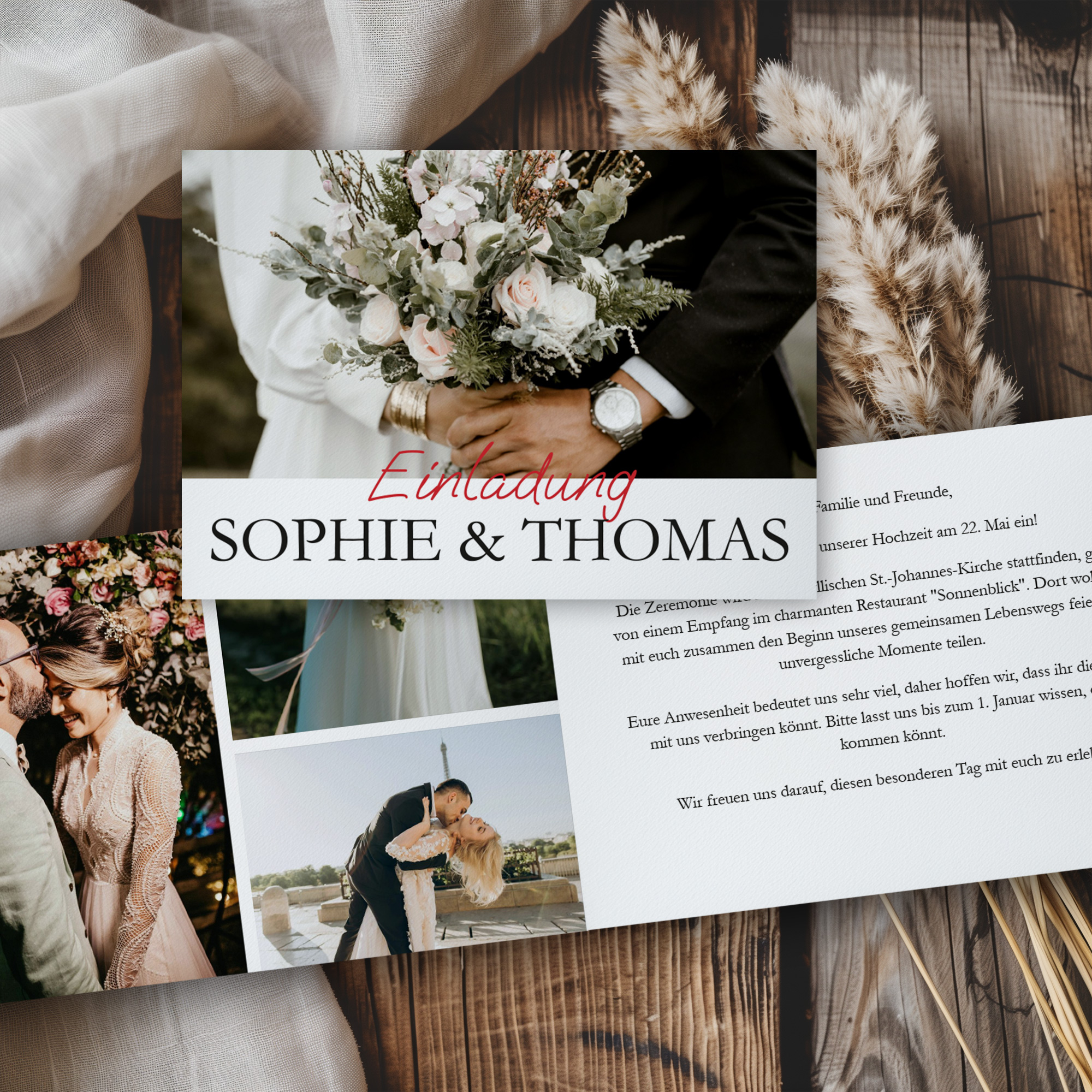 Hochzeitseinladung - Classic Klappkarte A6 Quer (14,8 x 10,5 cm) 1