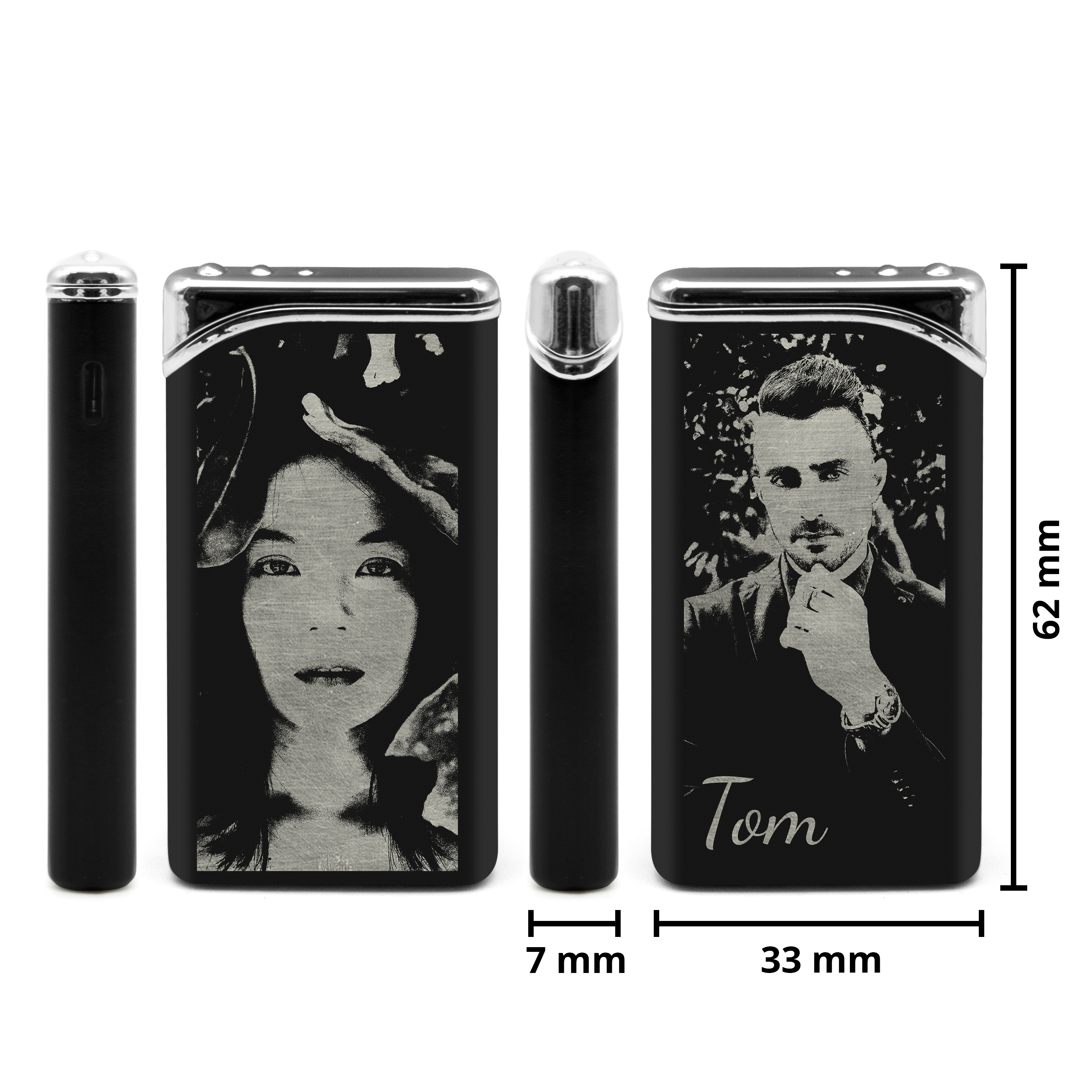 Metall-Feuerzeug Gravur Schwarz 3