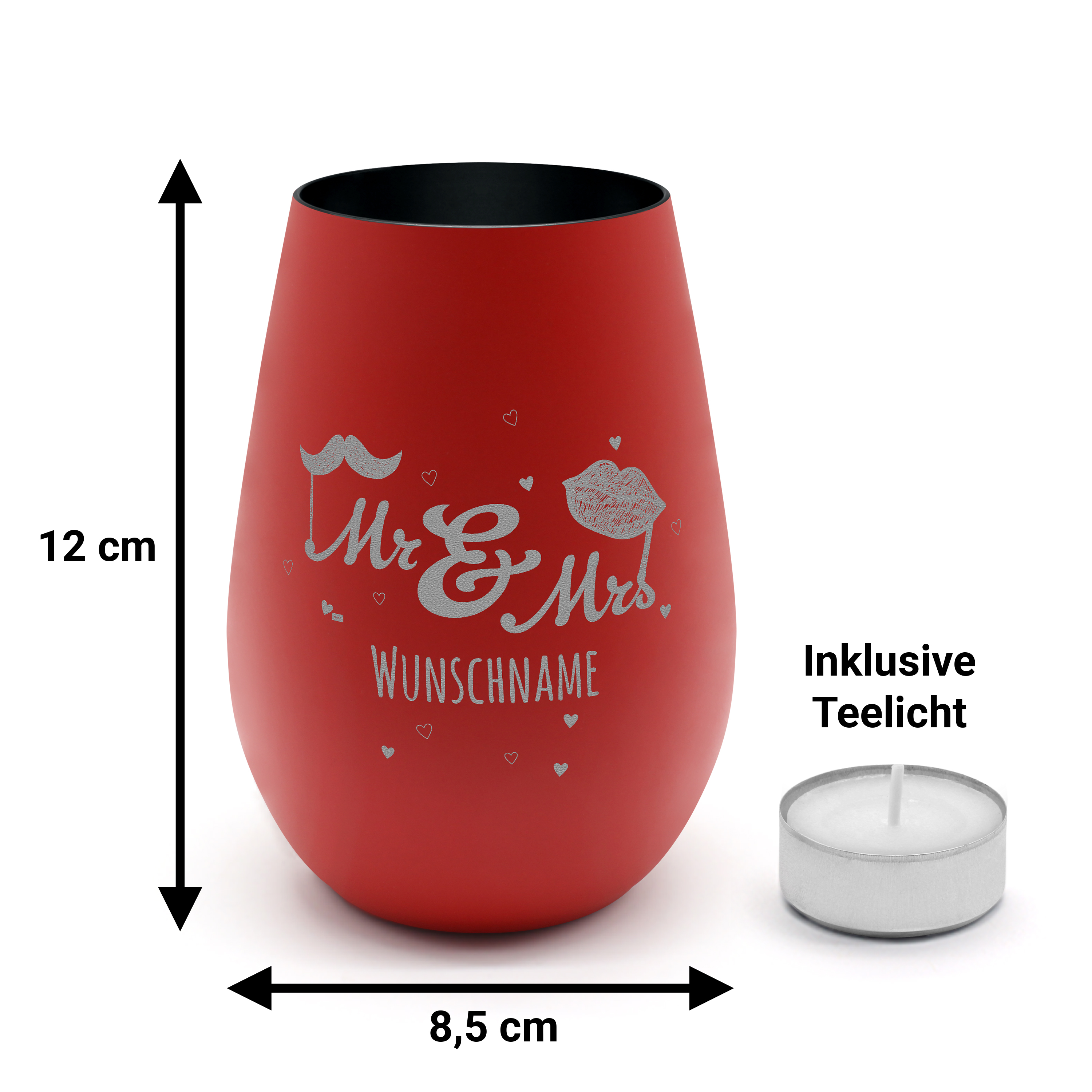 Windlicht "Premium" Rot/Schwarz 3
