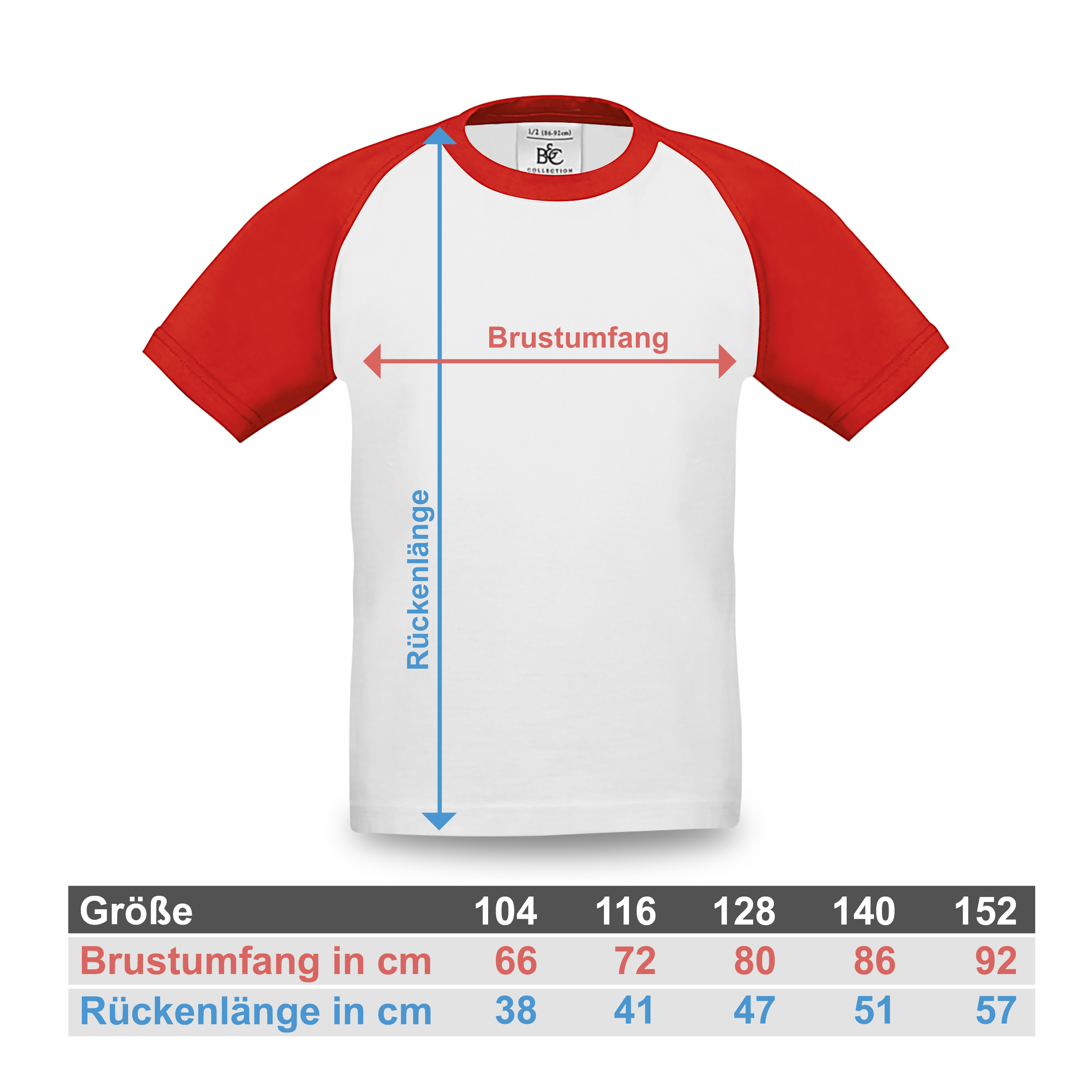 Baseball Kids T-Shirt 104 Weiß/Rot 3