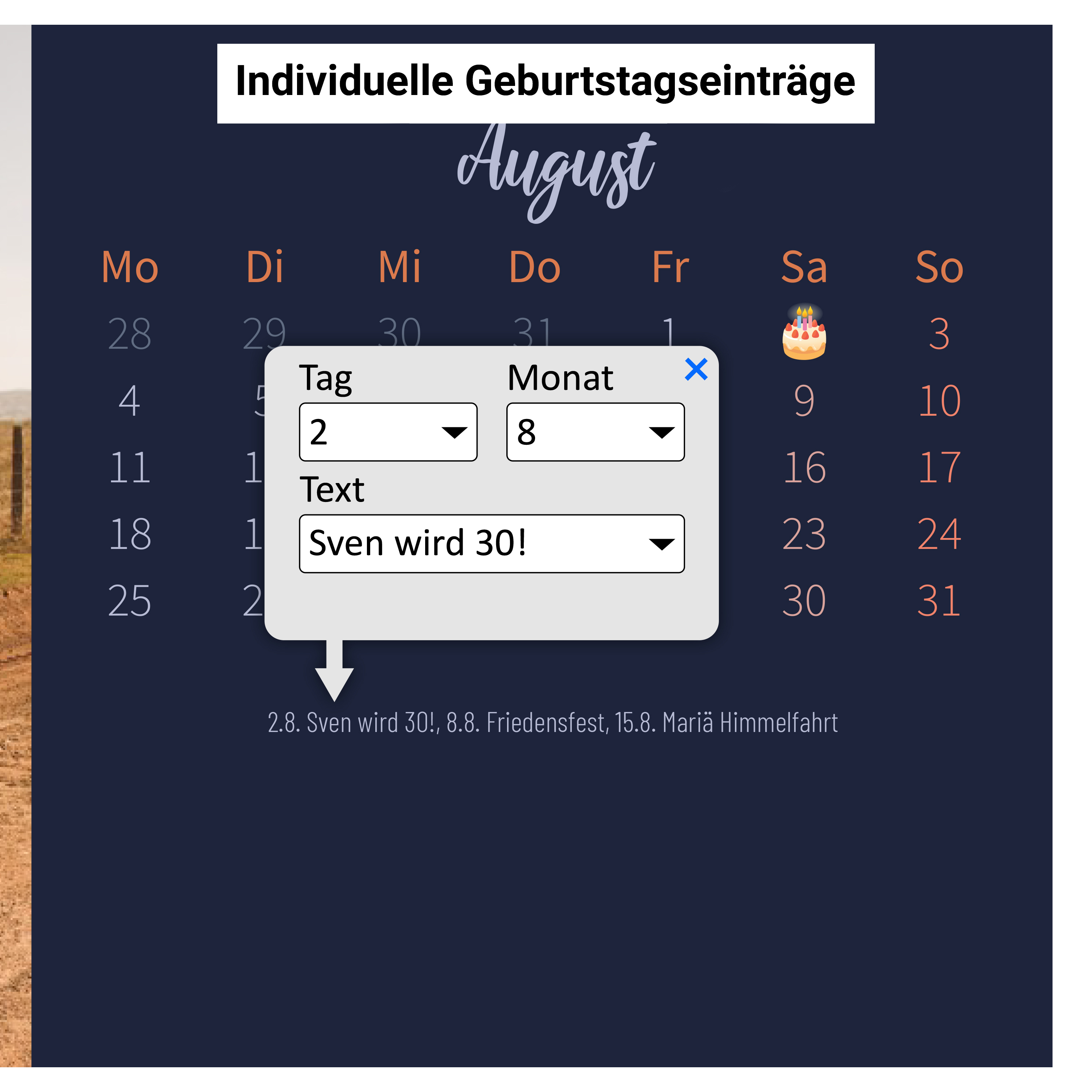 Tischkalender mit Holzfuß - Standard 4