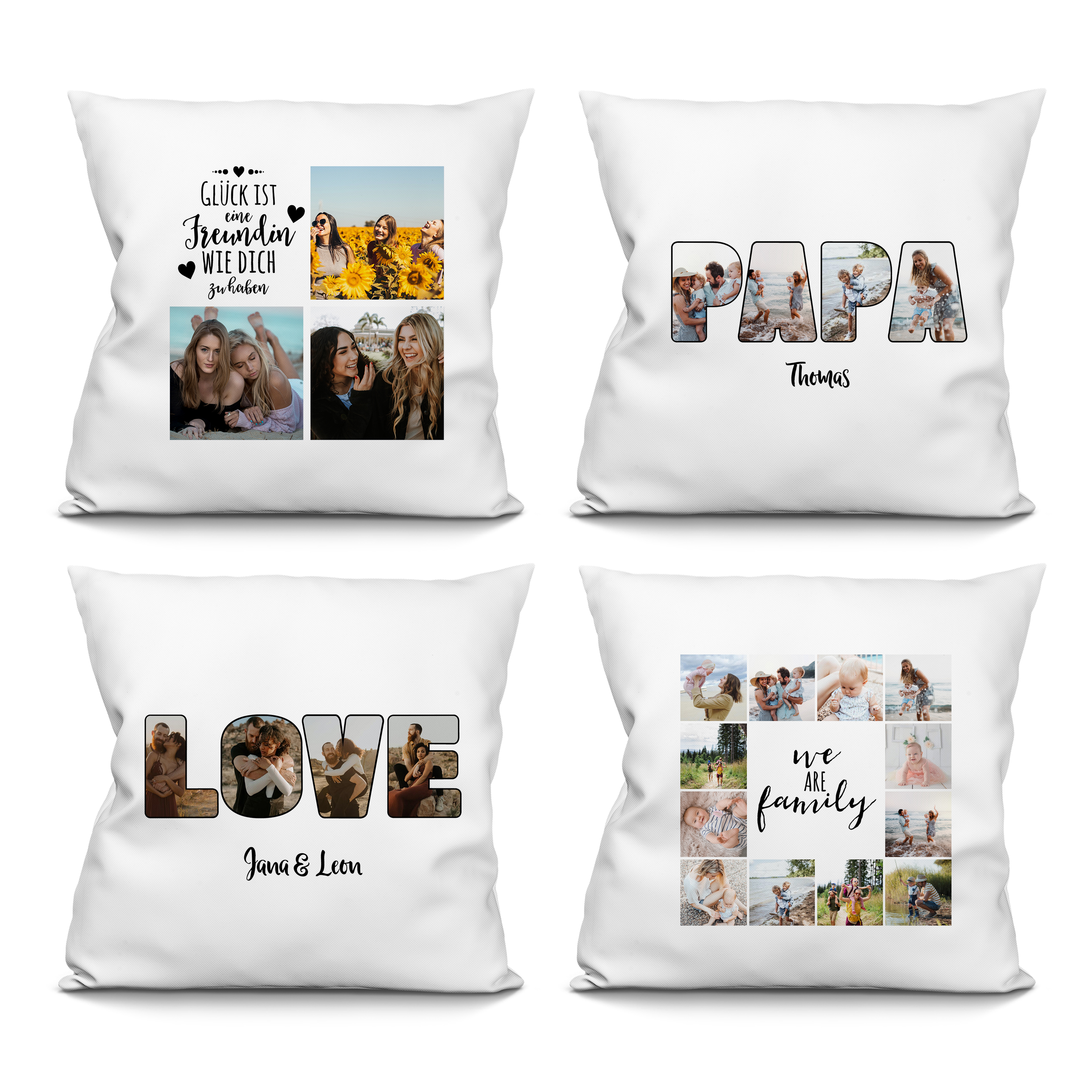 Fotocollagen Kissen Naturweiß 3