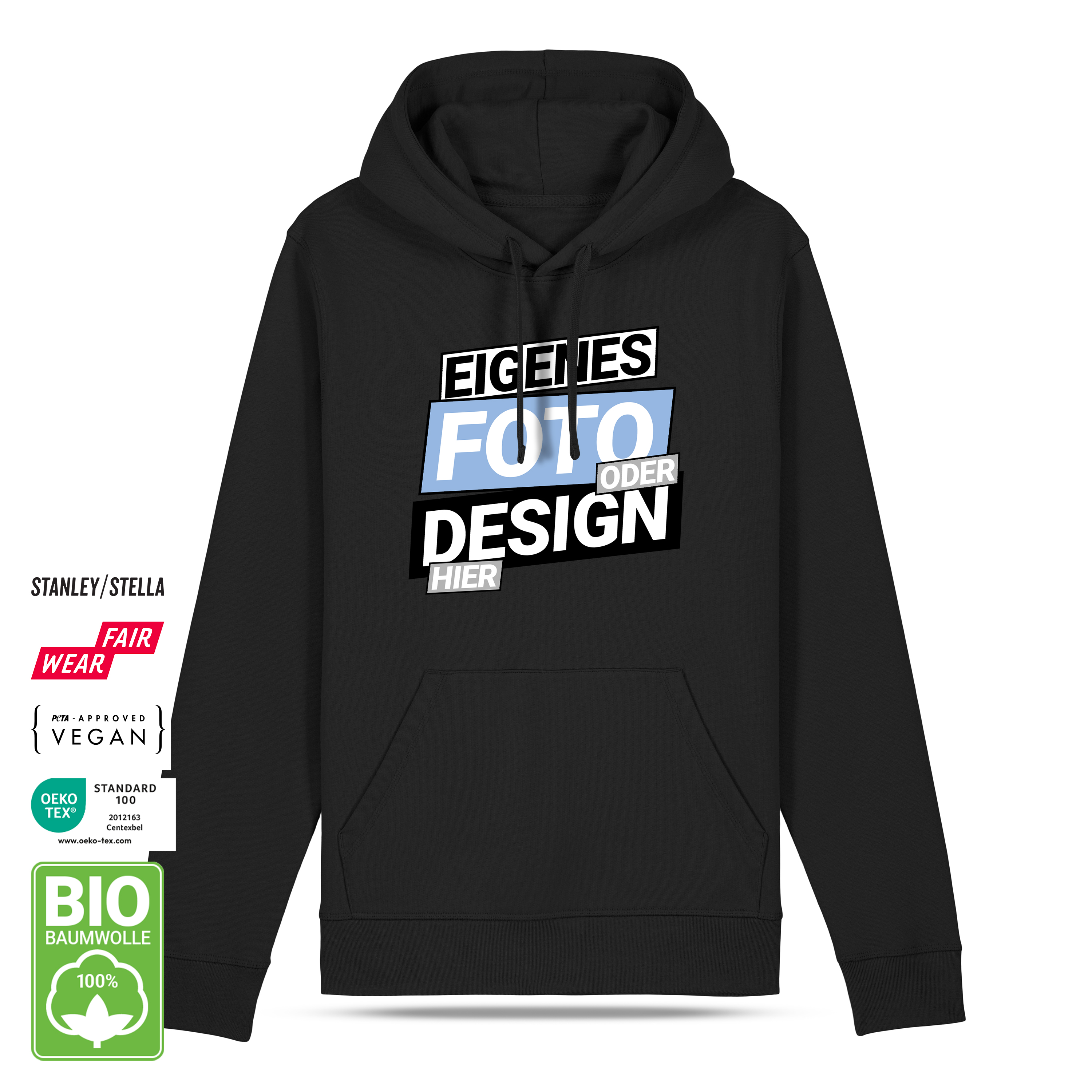 Bio Hoodie „Basic“ M Schwarz 1