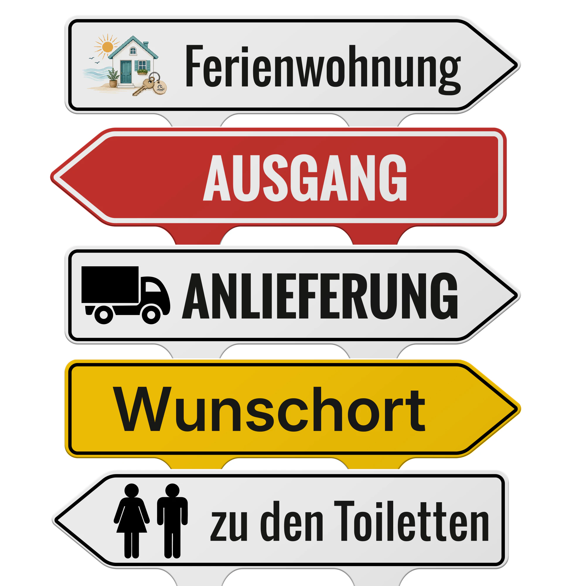 Pfeil-Steckschild Alu-Dibond Weiß 3 mm 30 cm x 20,05 cm 2