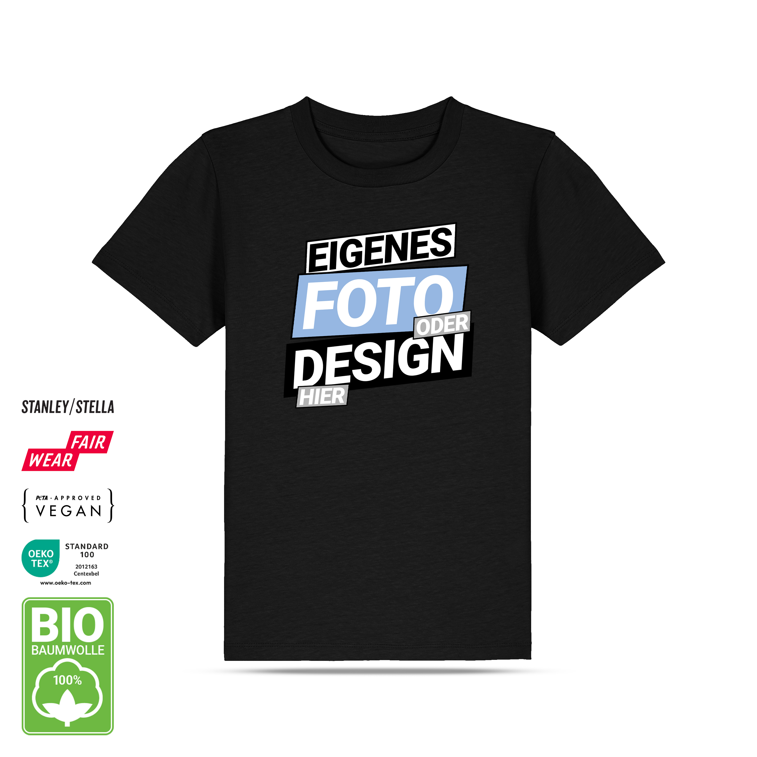Kinder Bio T-Shirt 98/104 (3-4) Schwarz 1
