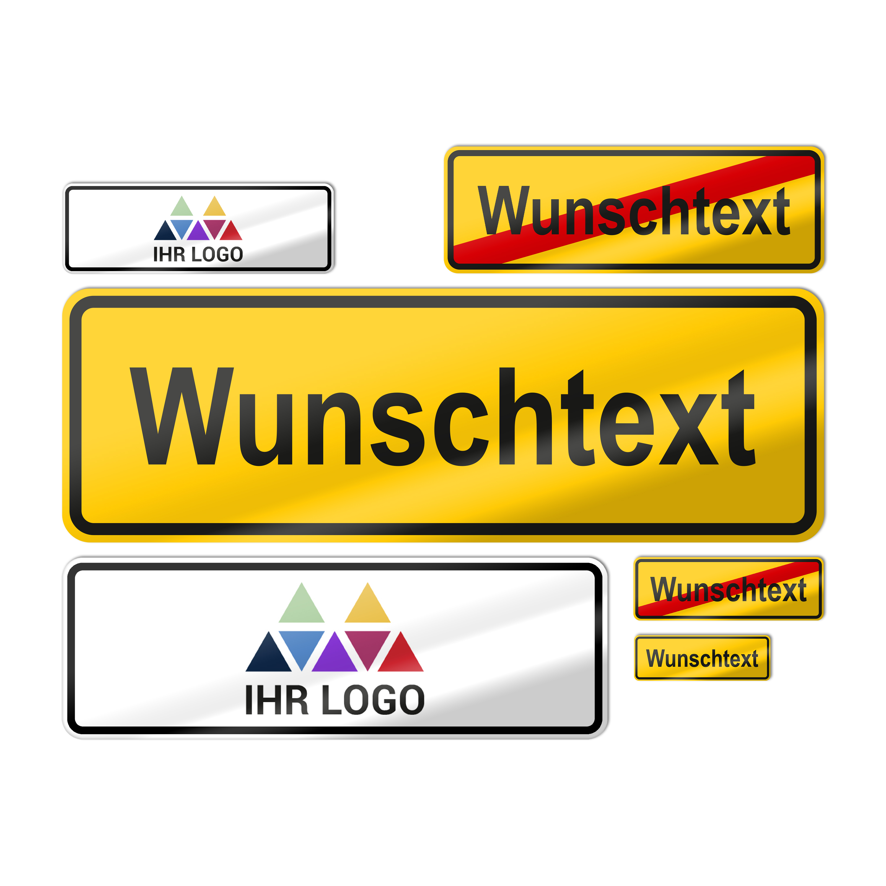 Ortsschilder schmal PVC Hartschaum 5 mm 15 cm x 5 cm 2
