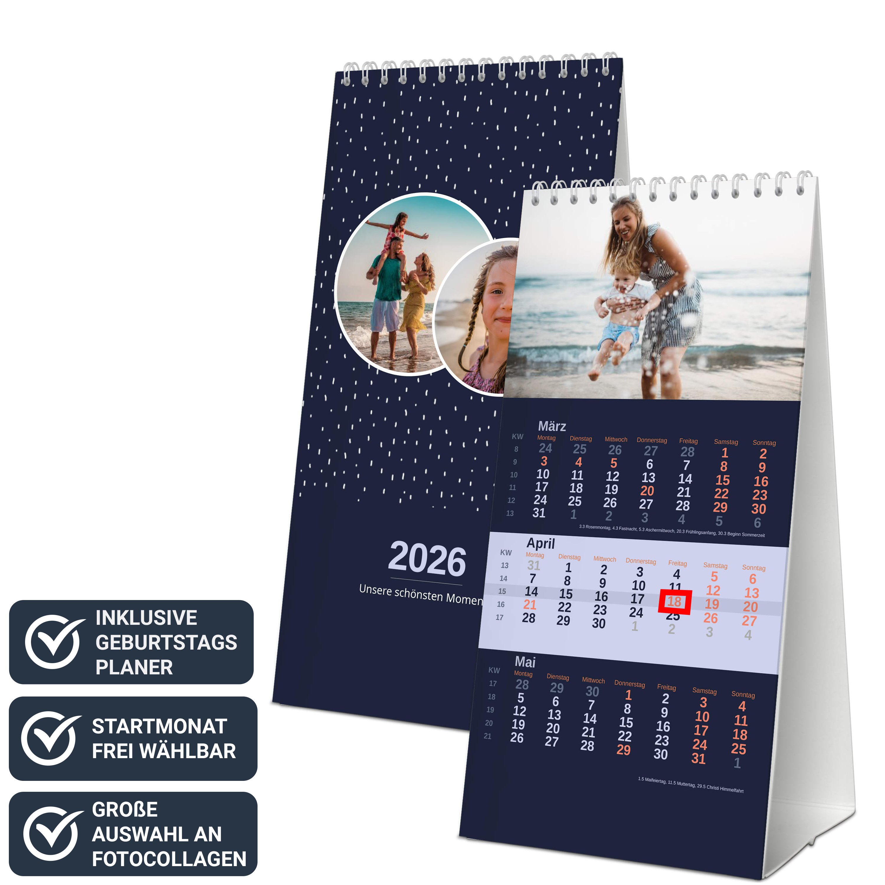 3-Monats-Tischkalender - Standard 1