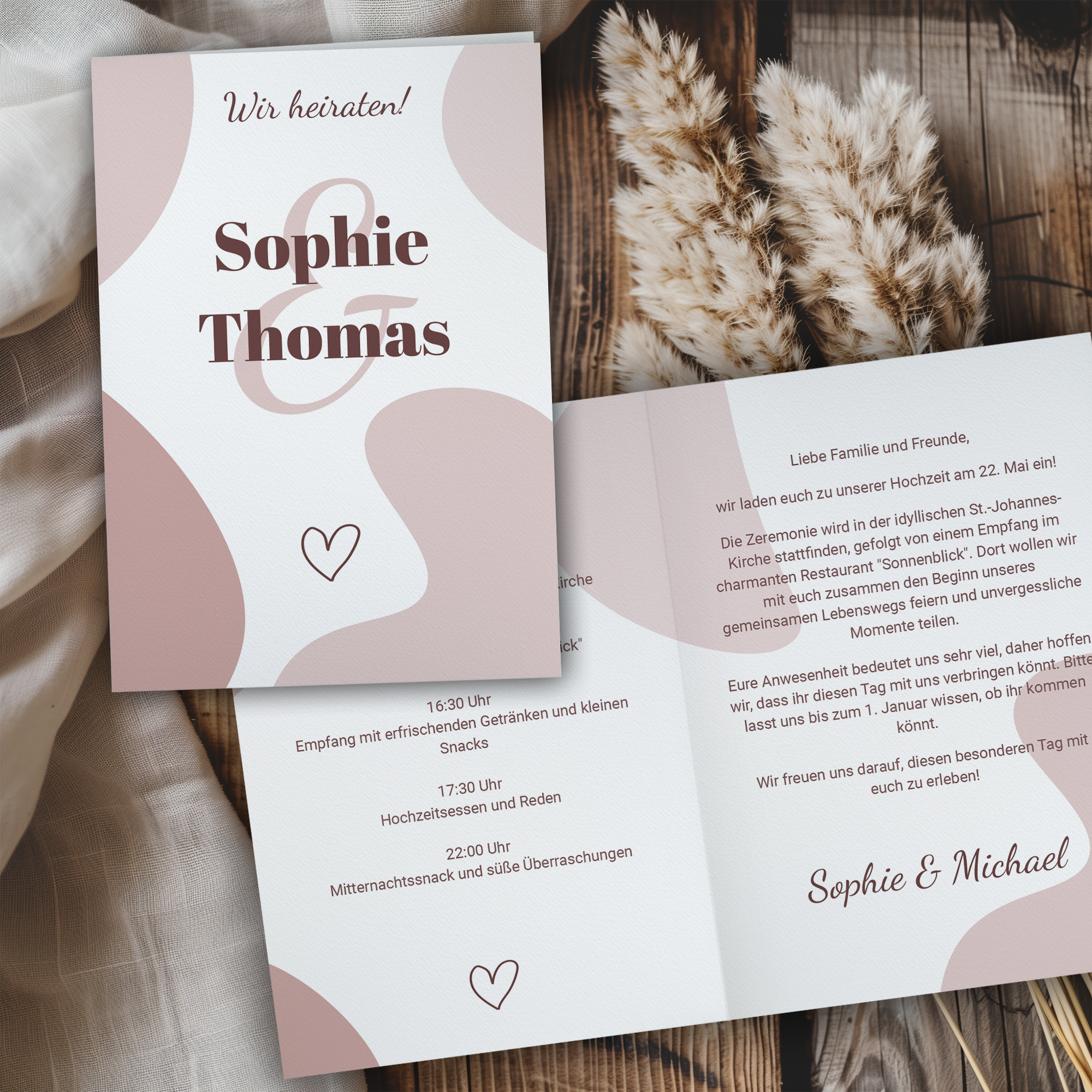 Hochzeitseinladung - Modern Art Klappkarte A6 Hoch (10,5 x 14,8 cm) 1