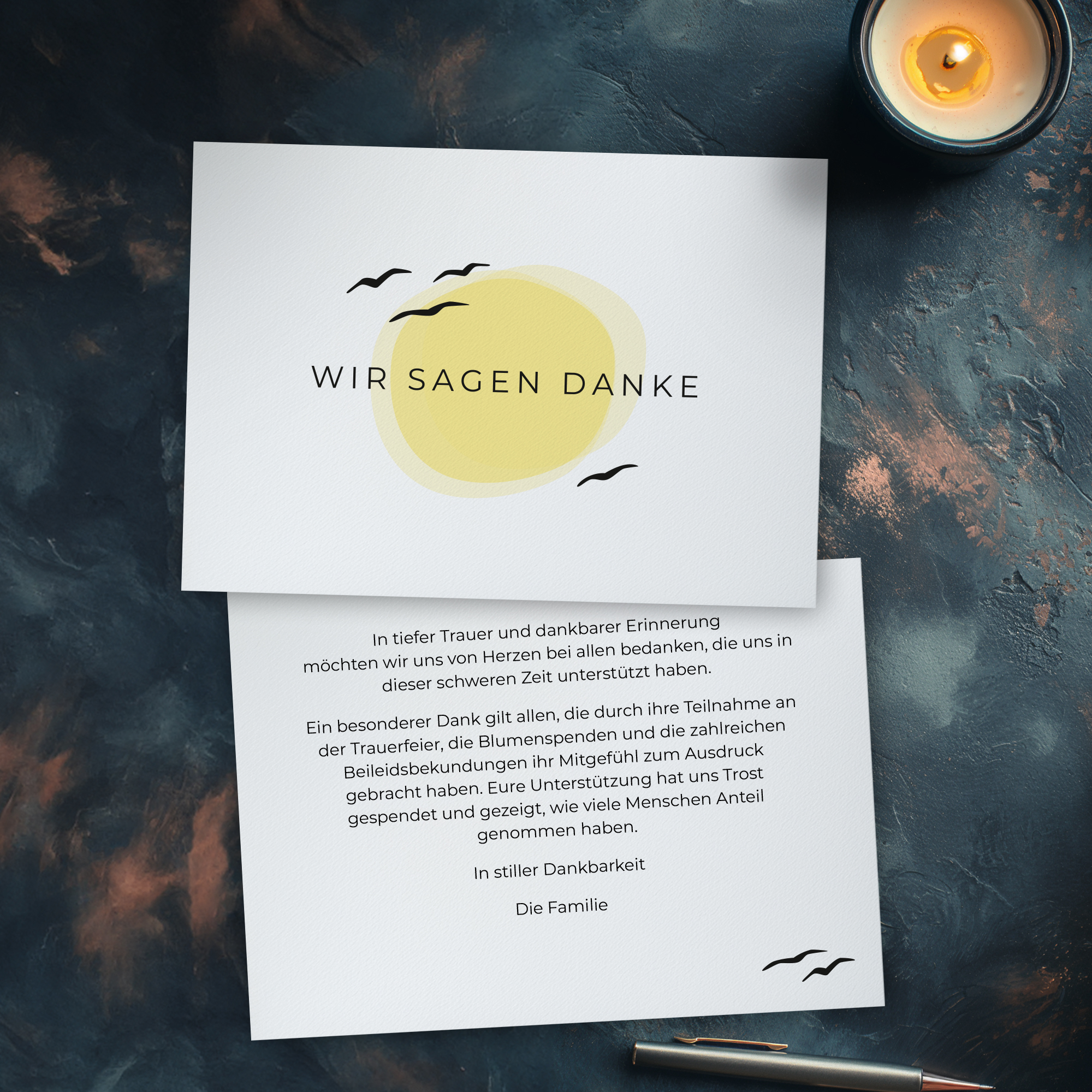 Trauerdanksagung - Birds Karte A6 Quer (14,8 x 10,5 cm) 1