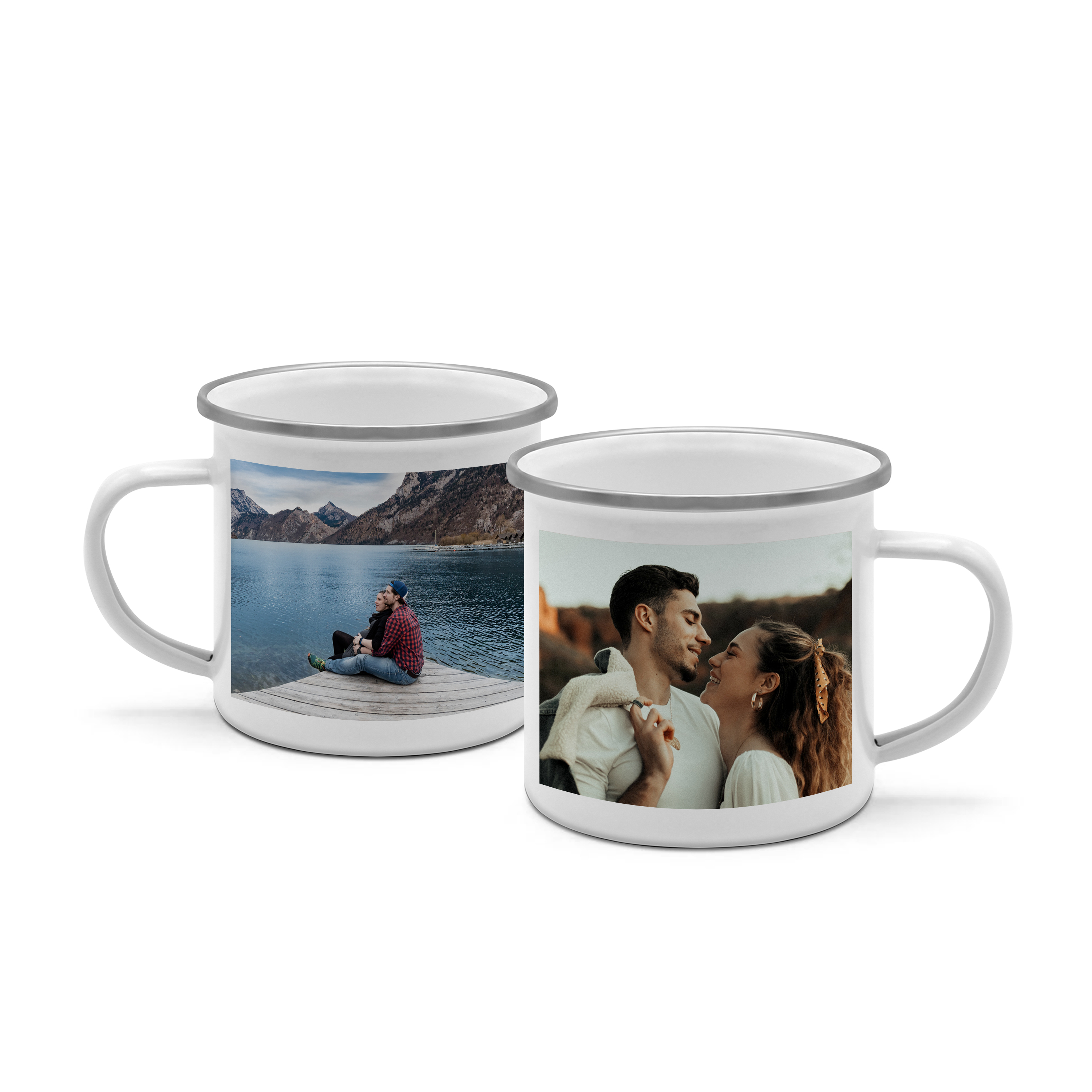Emaille Tasse 300 ml Beidseitig Silber 1
