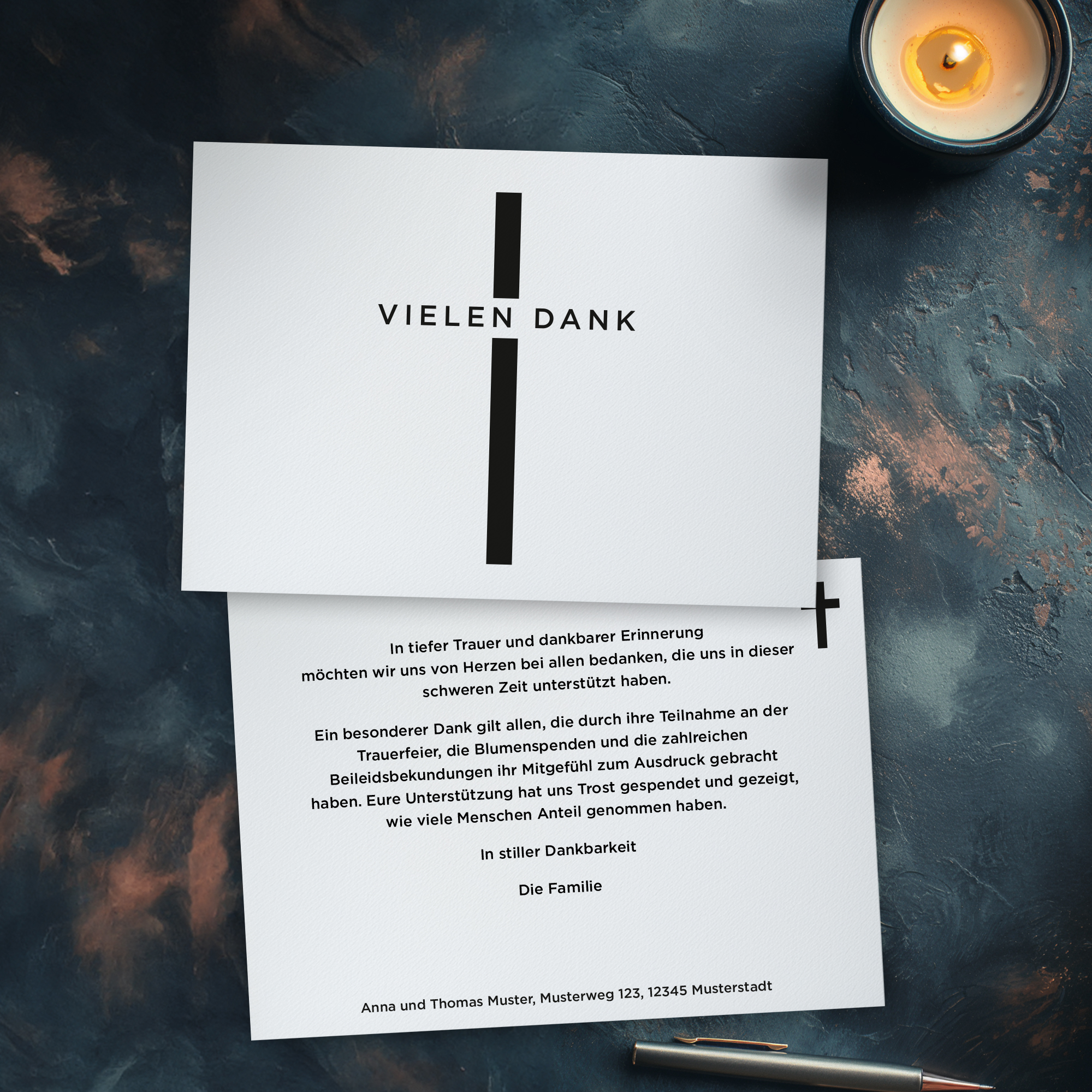 Trauerdanksagung - Modern Karte A6 Quer (14,5 x 10,5 cm) 1