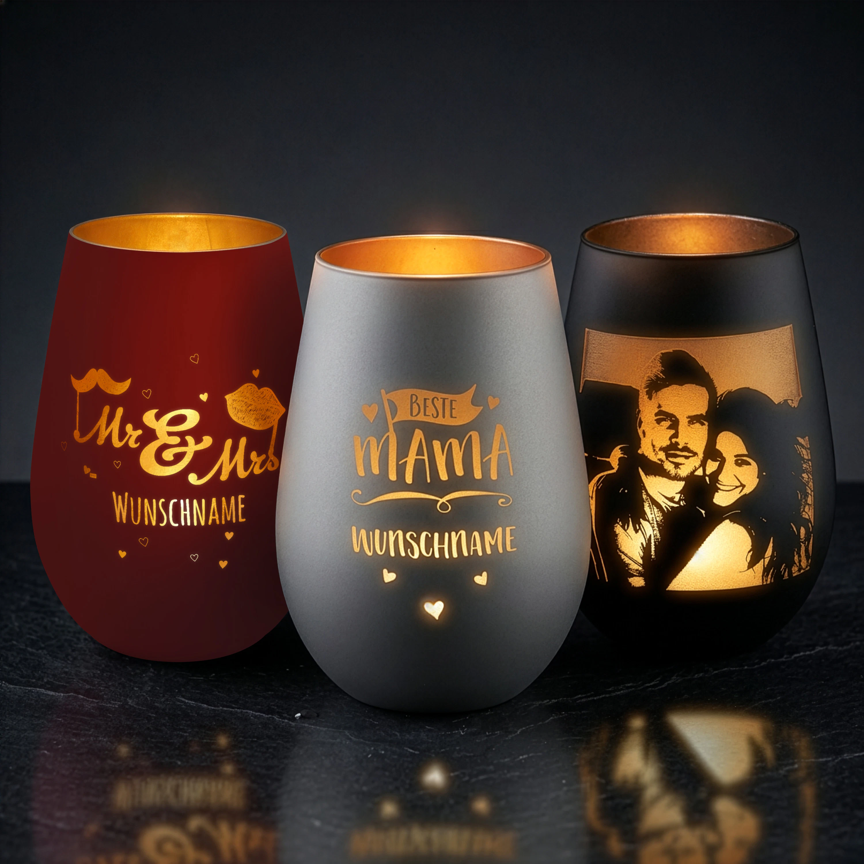Windlicht "Premium" Rot/Schwarz 7