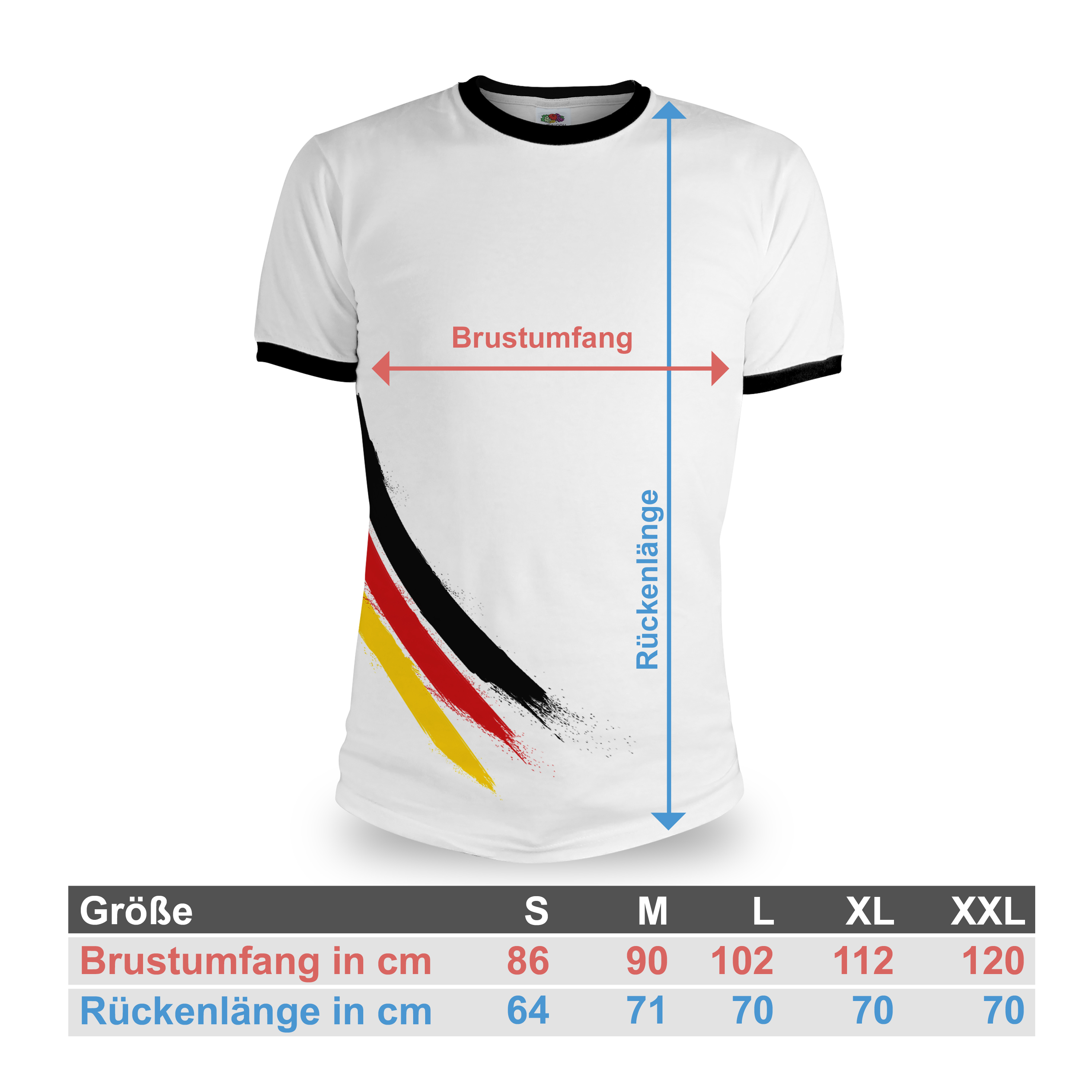 Fan T-Shirt "Deutschland" Weiß/Schwarz 3