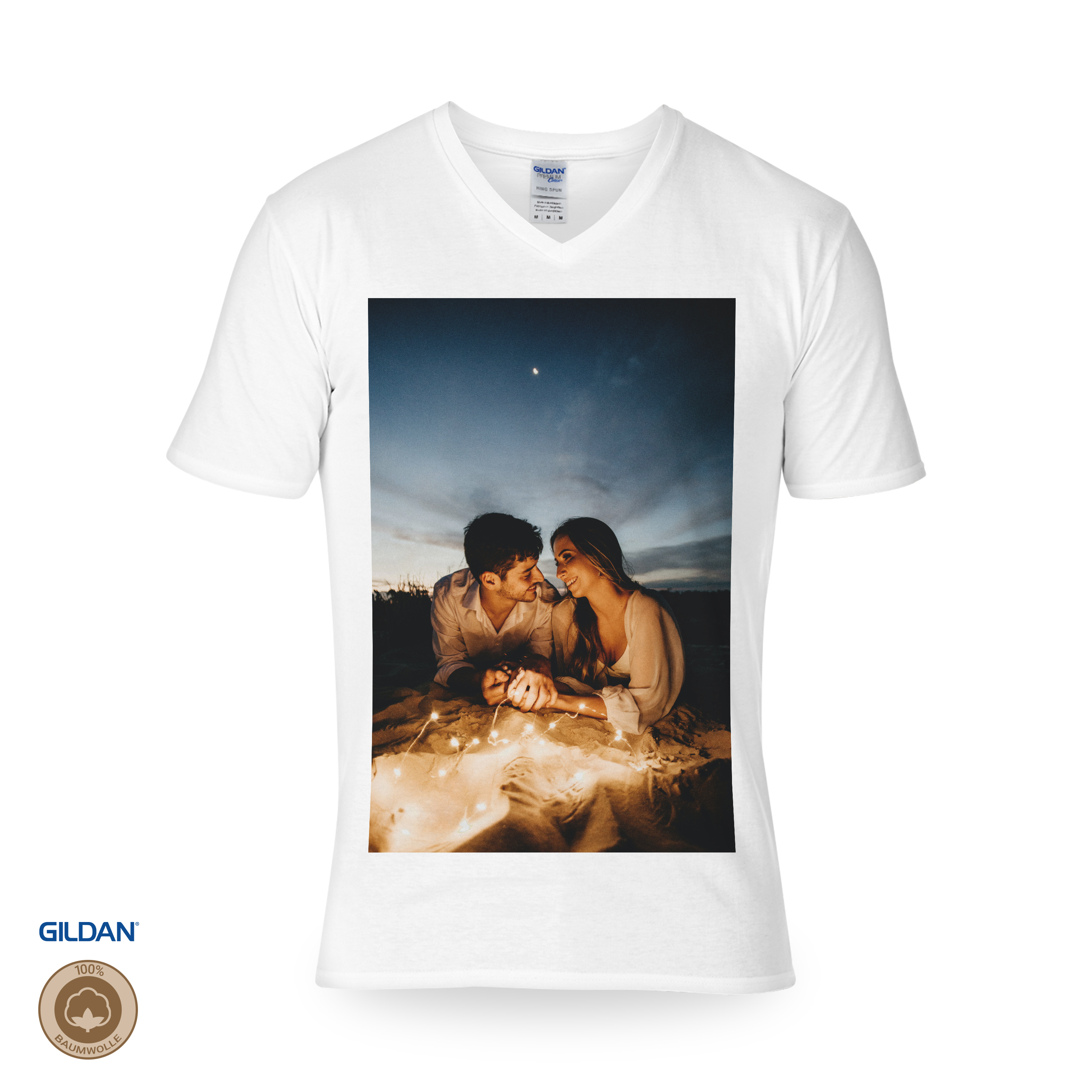 T-Shirt V-Ausschnitt Weiß 1