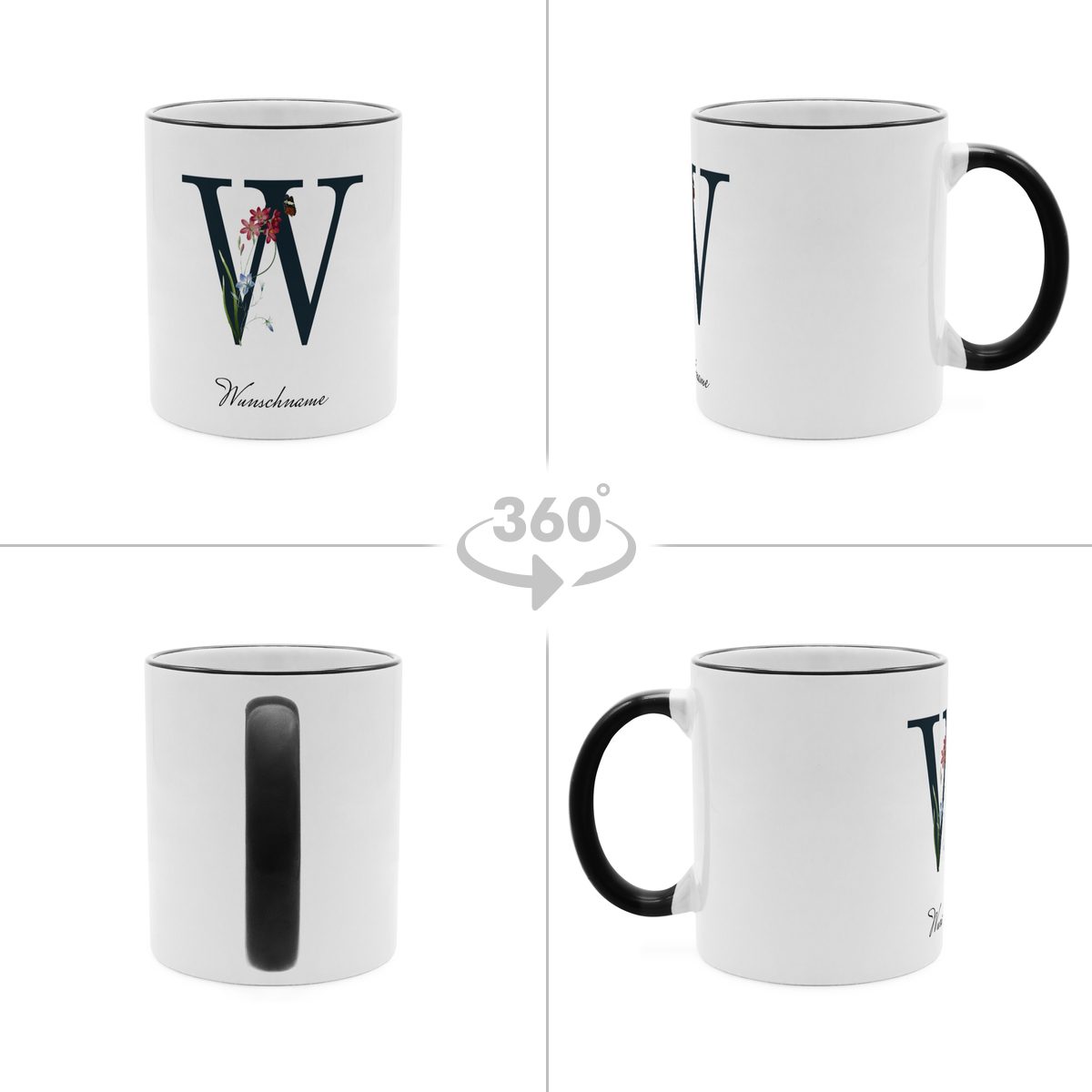 Initialentasse Schwarz Standard 3