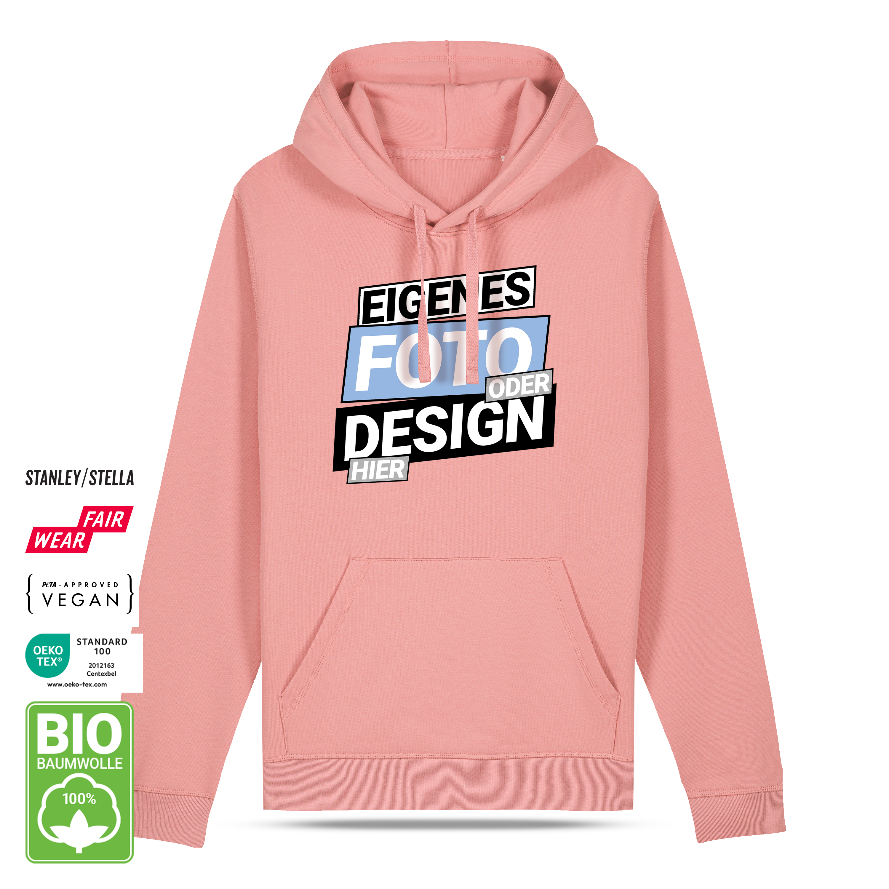 Bio Hoodie „Basic“ M Rosa 1