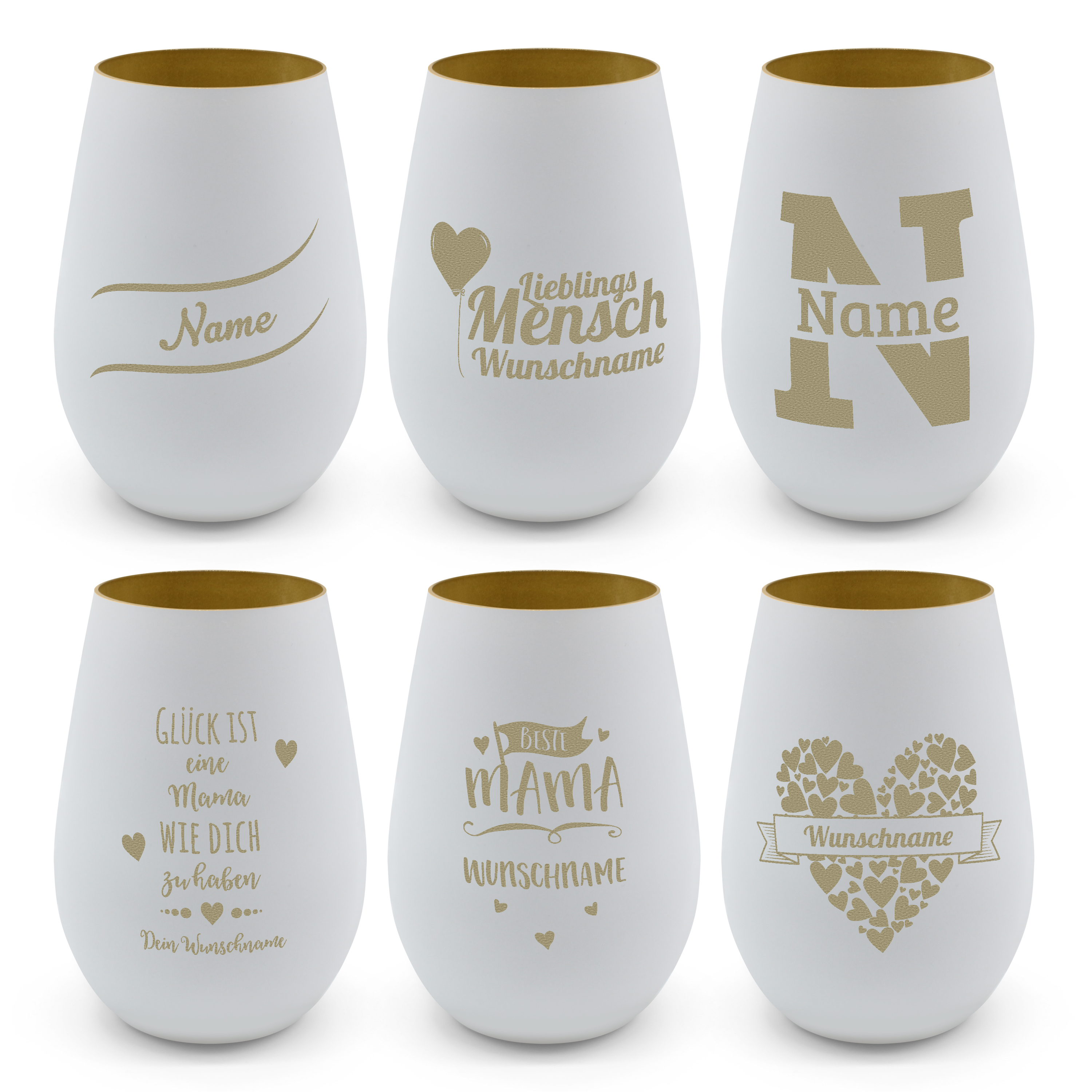 Windlicht "Premium" Weiß/Gold 2