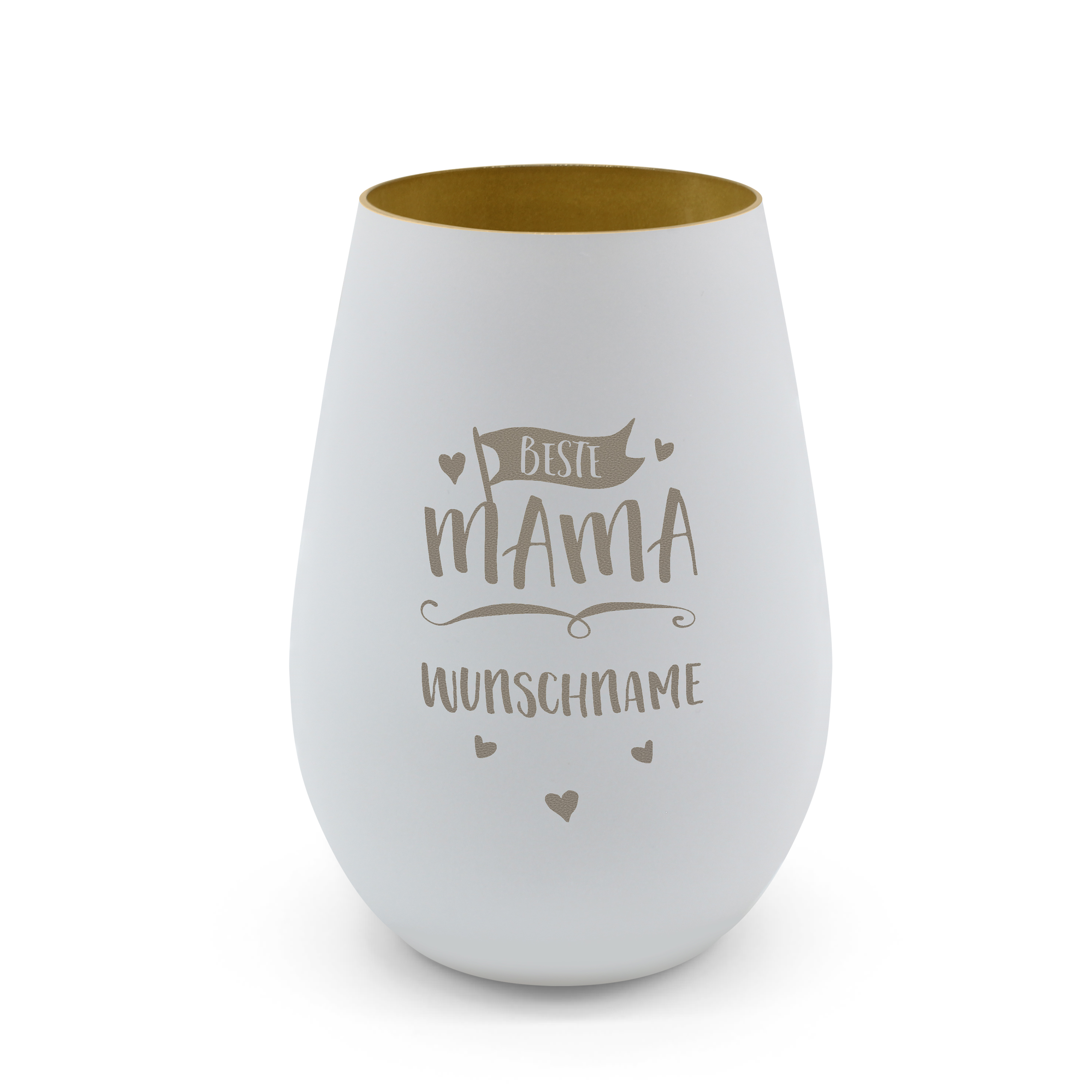 Windlicht "Premium" Weiß/Gold 1