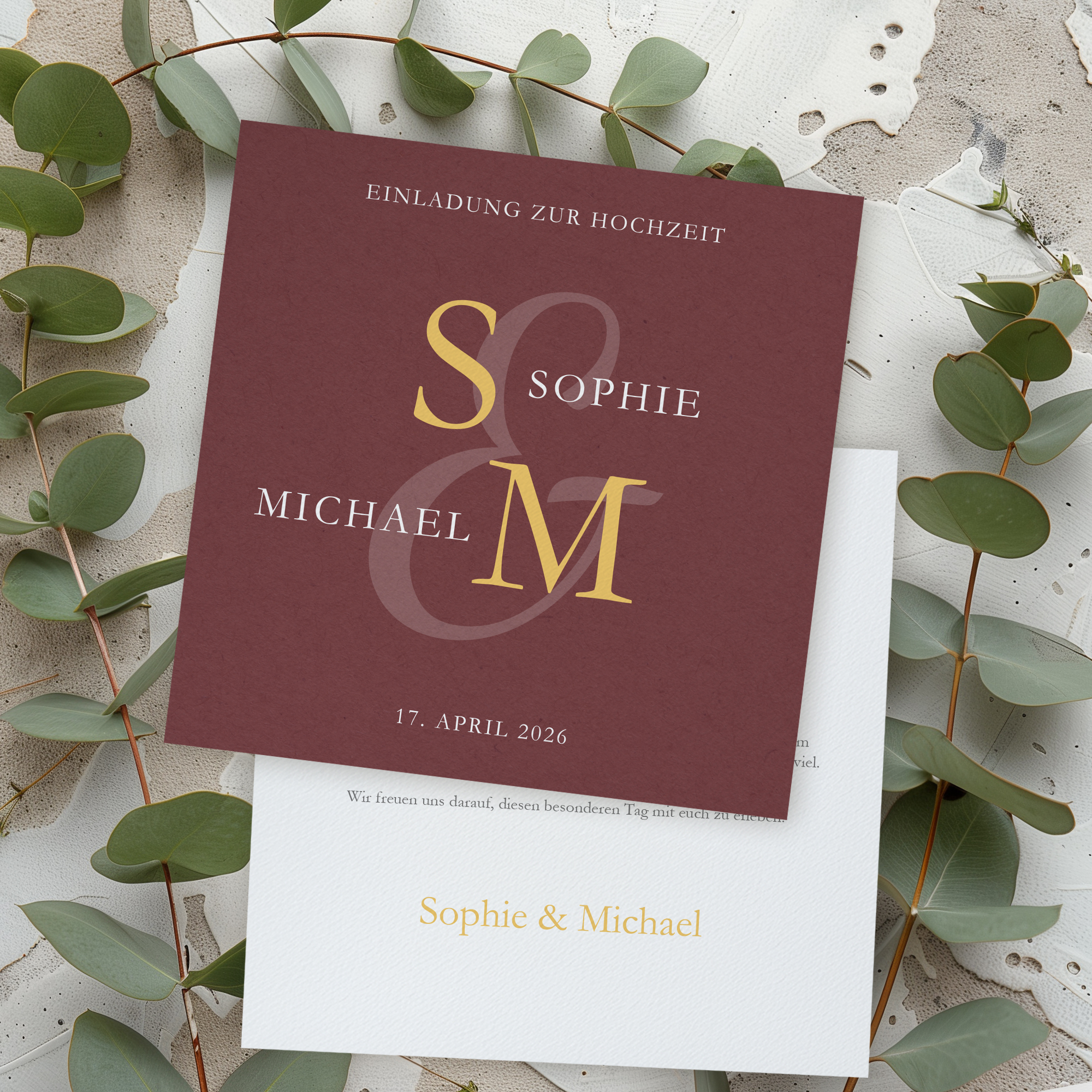 Hochzeitseinladung - Elegant Klassisch Quadratische Karte (14,5 x 14,5 cm) 1